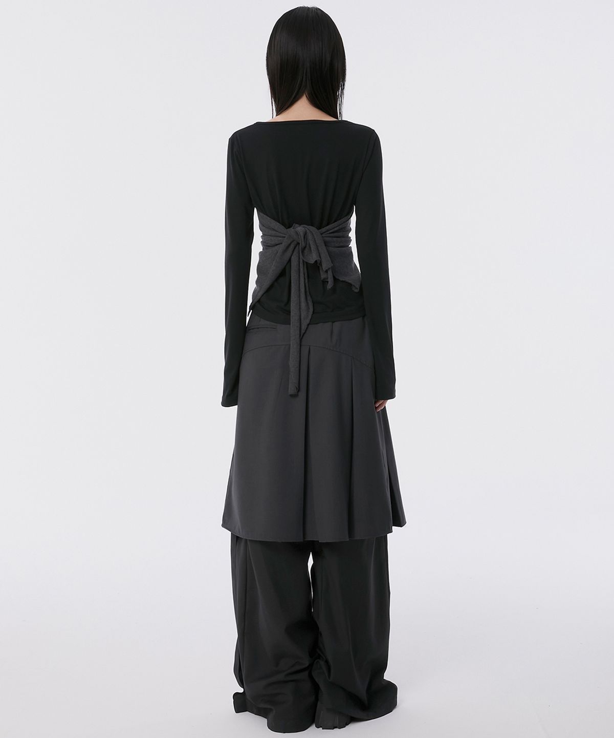 플레어업(FLAREUP) Pleats Midi Skirt (FL-243_Charcoal)