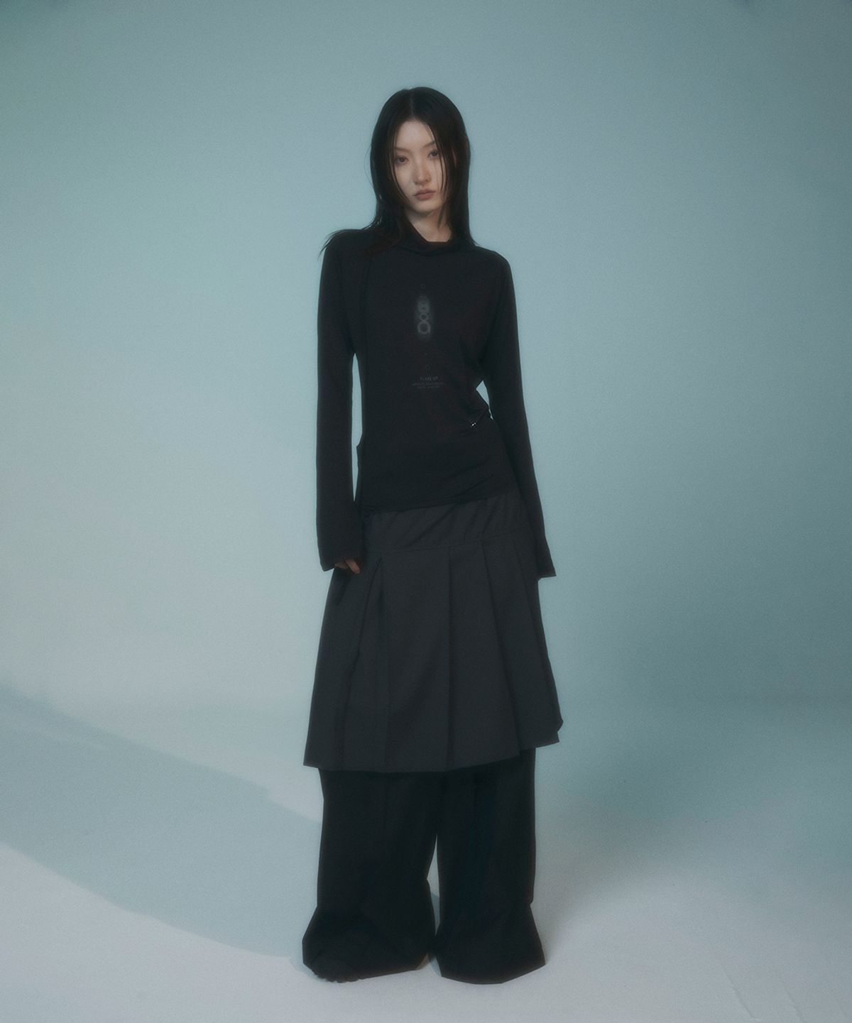 플레어업(FLAREUP) Pleats Midi Skirt (FL-243_Charcoal)