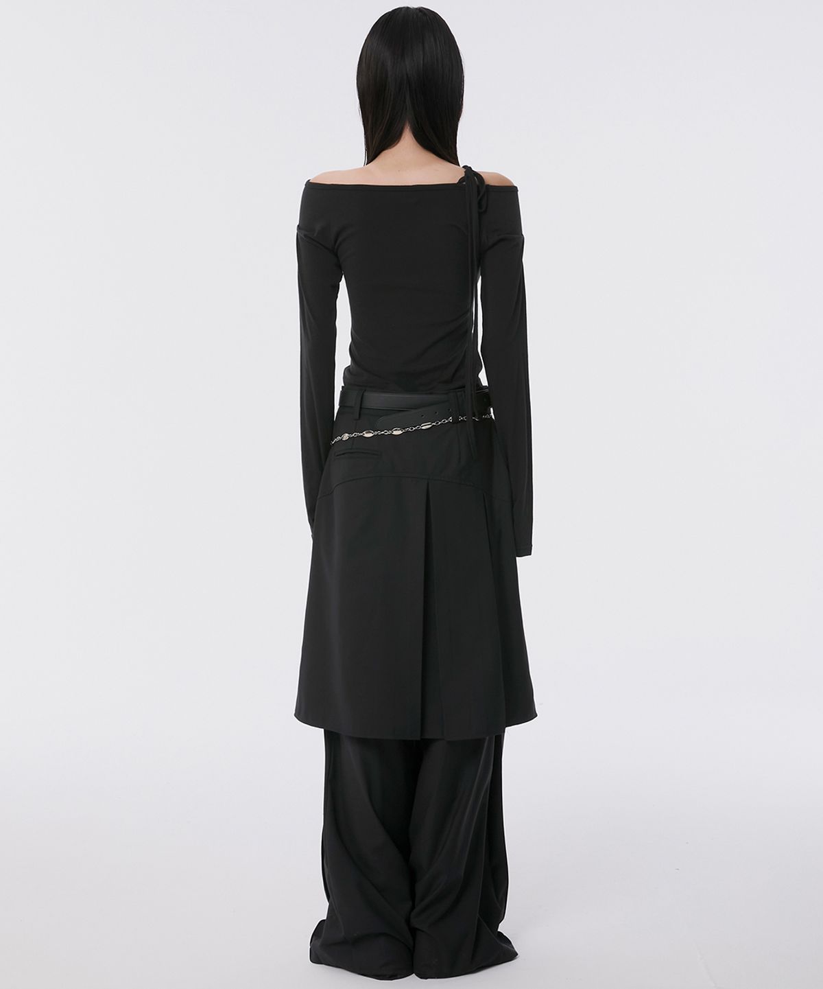 플레어업(FLAREUP) Pleats Midi Skirt (FL-243_Black)