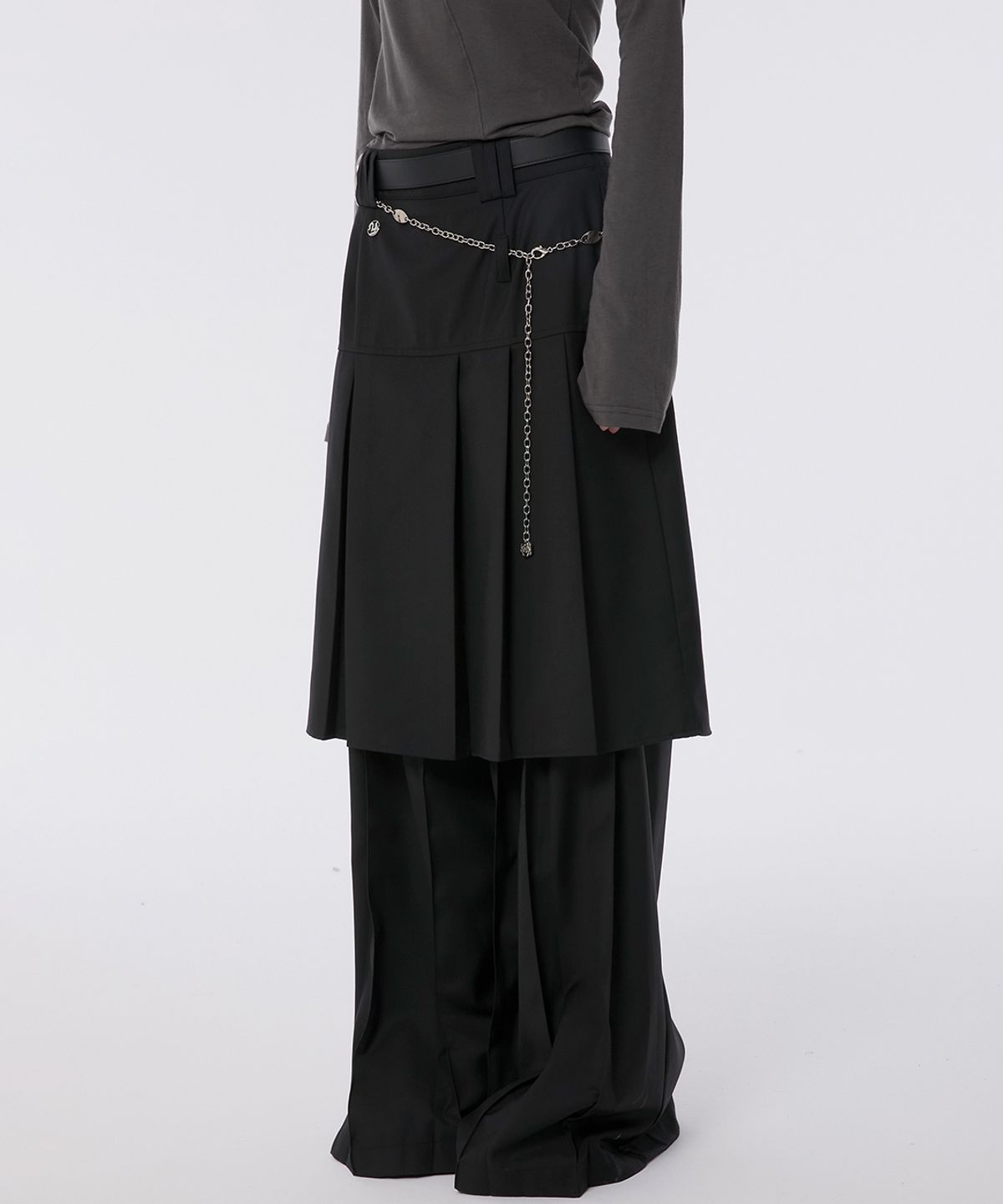 플레어업(FLAREUP) Pleats Midi Skirt (FL-243_Black)