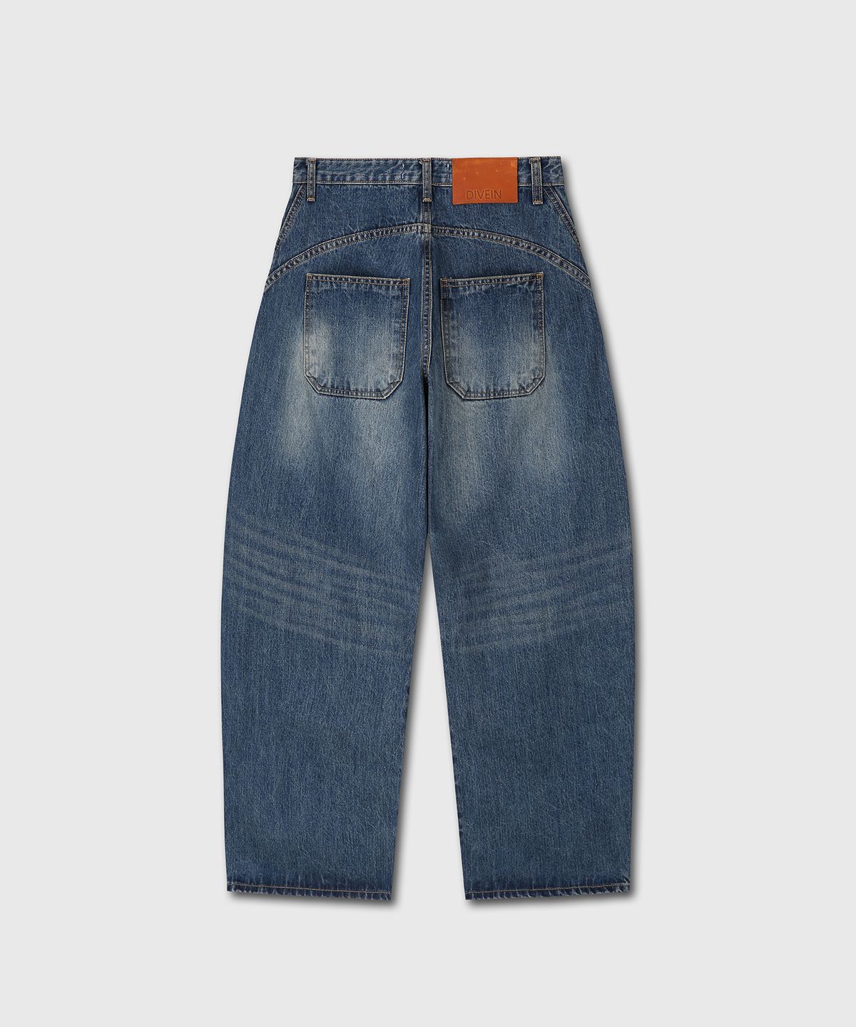 다이브인(DIVEIN) WIDE CURVED DENIM PANTS (WASHED DARK BLUE)