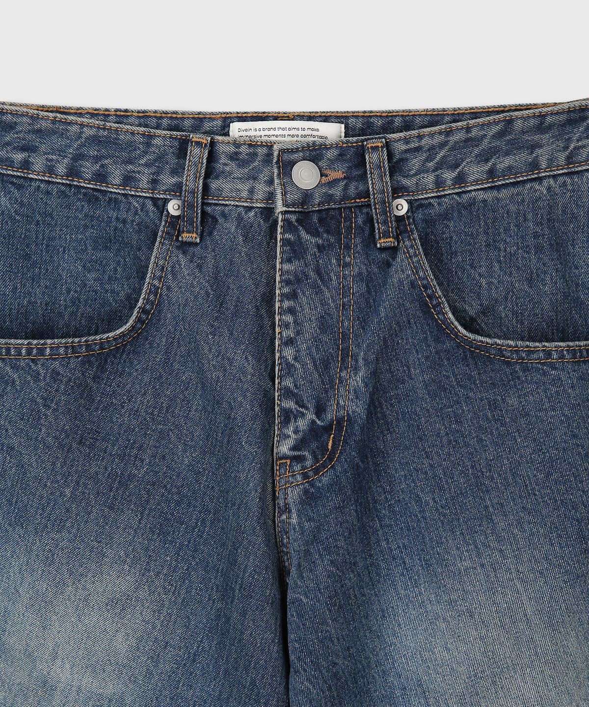 다이브인(DIVEIN) WIDE CURVED DENIM PANTS (WASHED DARK BLUE)
