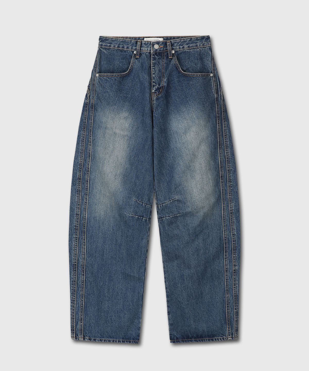 다이브인(DIVEIN) WIDE CURVED DENIM PANTS (WASHED DARK BLUE)