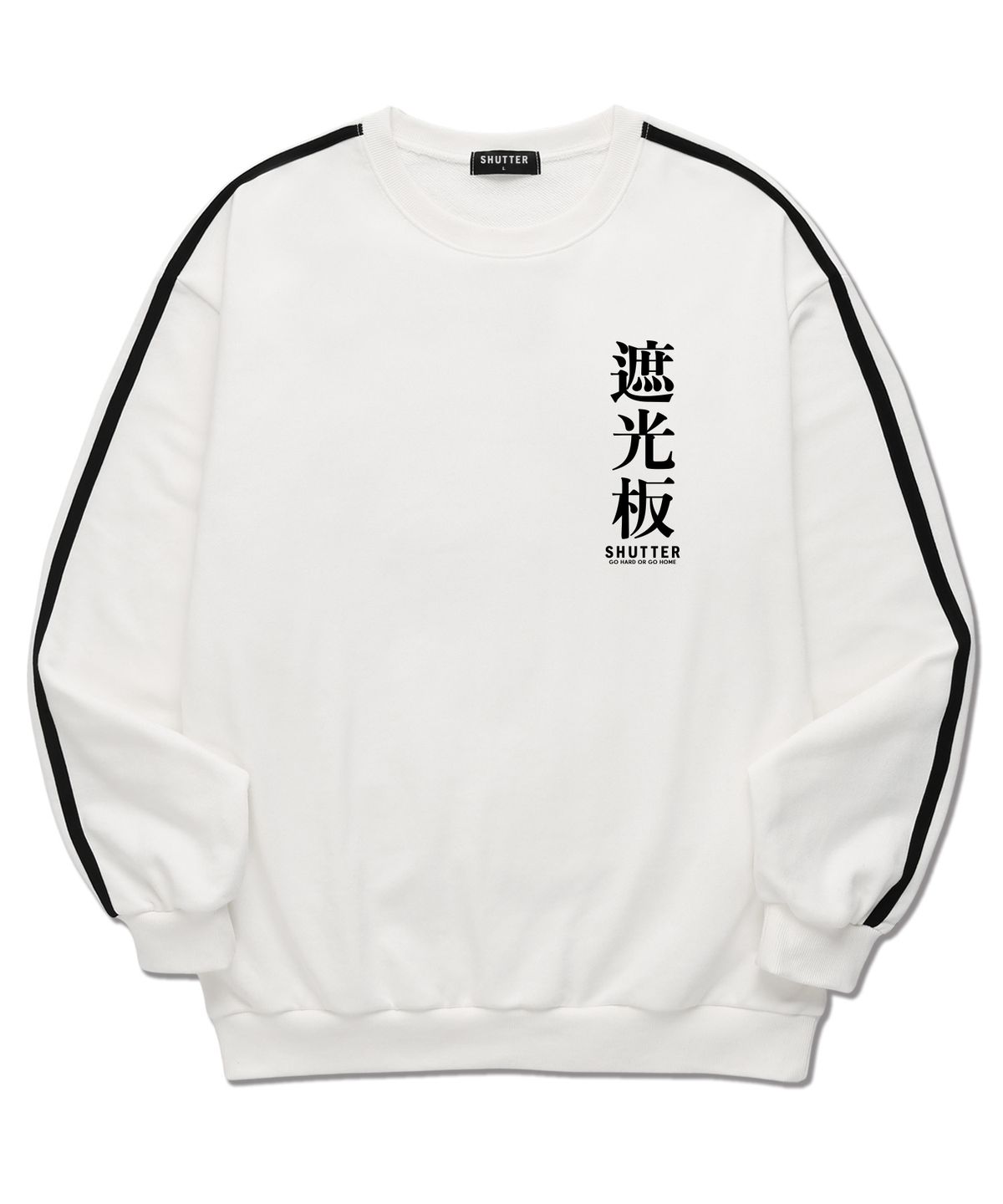 셔터(SHUTTER) TEXT LOGO VER.2 소매 테잎 맨투맨 (SLS019) 화이트