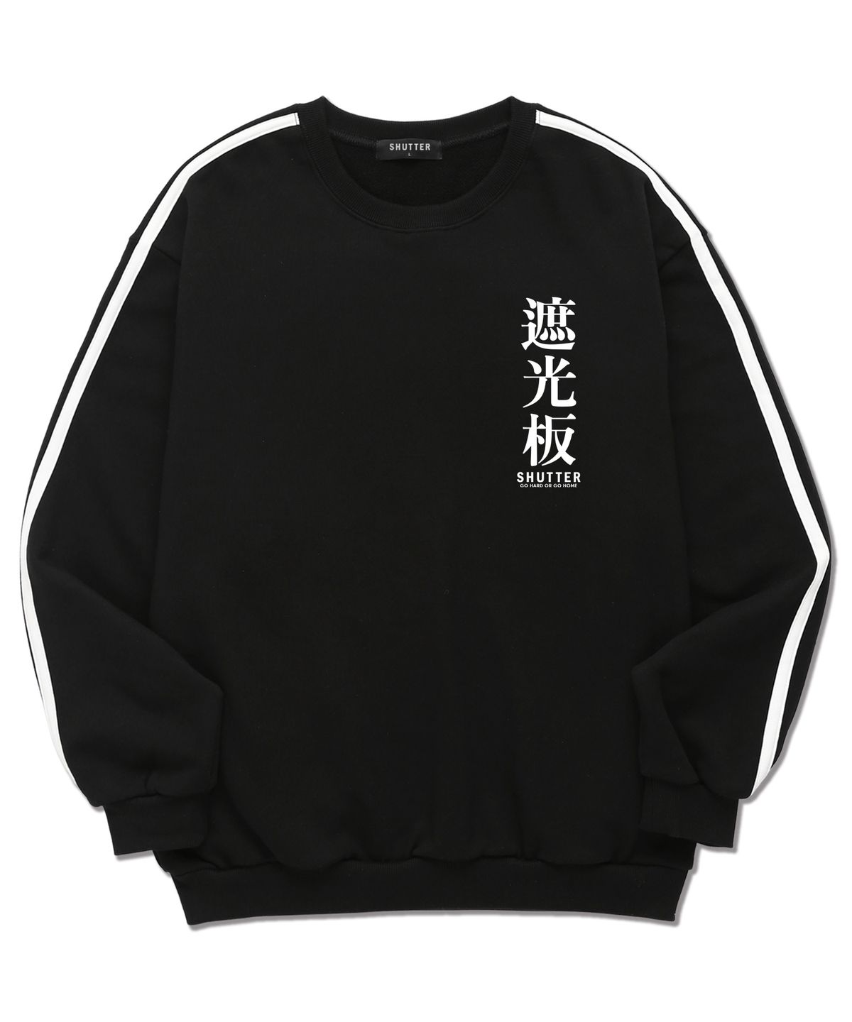 셔터(SHUTTER) TEXT LOGO VER.2 소매 테잎 맨투맨 (SLS019) 블랙