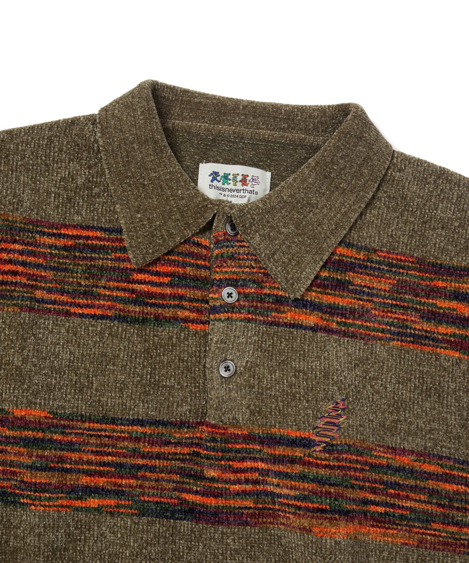 MUSINSA公式 | thisisneverthat GD Lightning Velvet Knit Polo Khaki