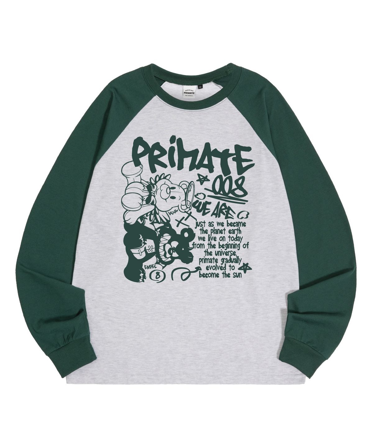 프라임에이트(PRIMATE) ANGELDEM 오버핏 래글런 롱 슬리브 5 COLORS