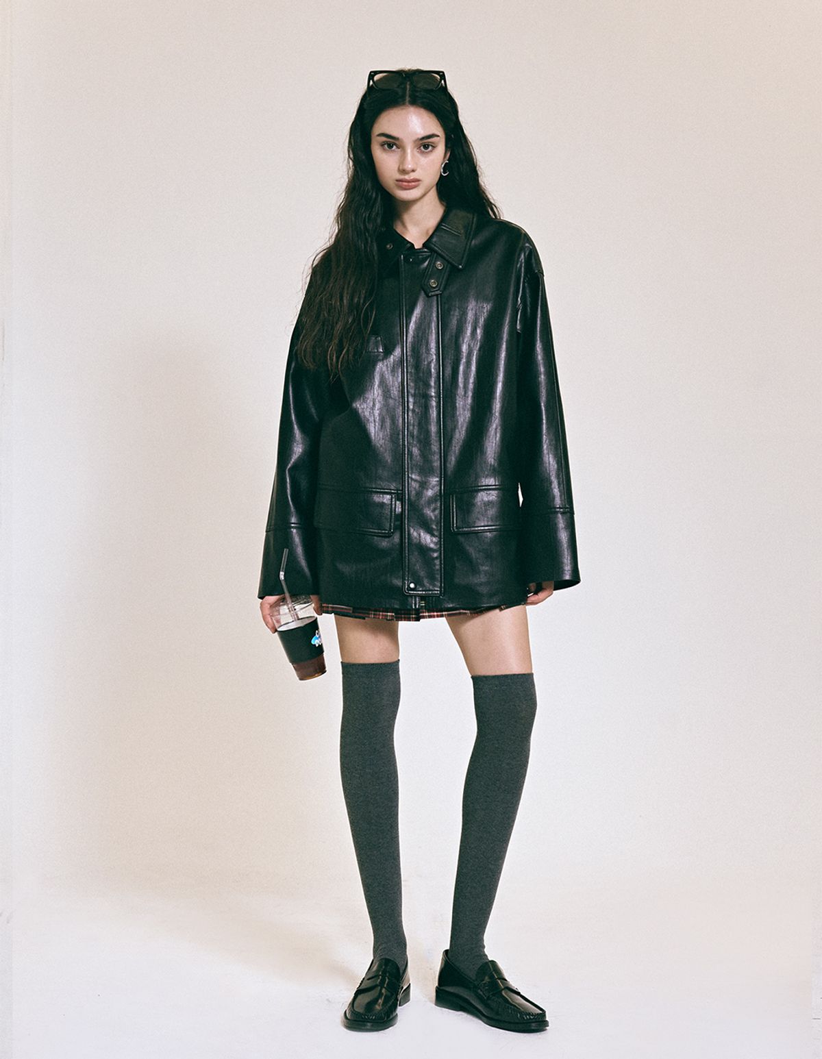 투머치택스(TOOMUCHTAX) FAUX LEATHER JACKET (BLACK)