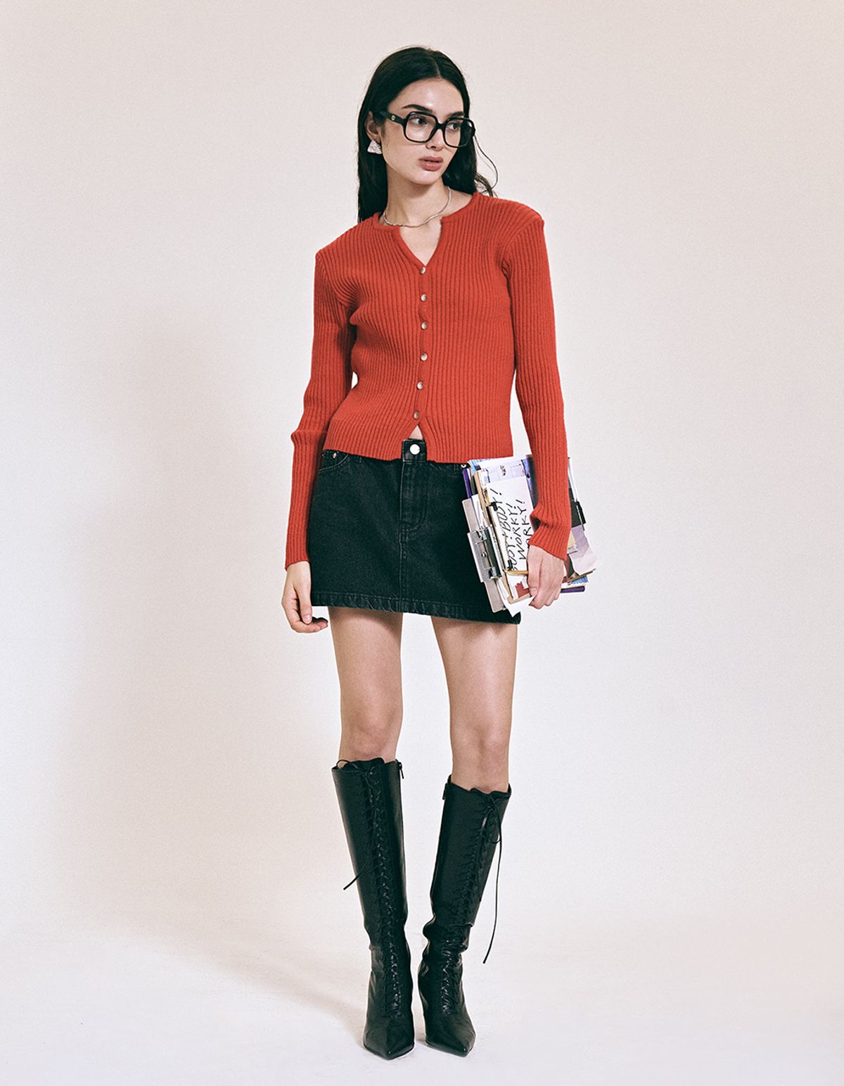 투머치택스(TOOMUCHTAX) DENIM MINI SKIRT (BLACK)