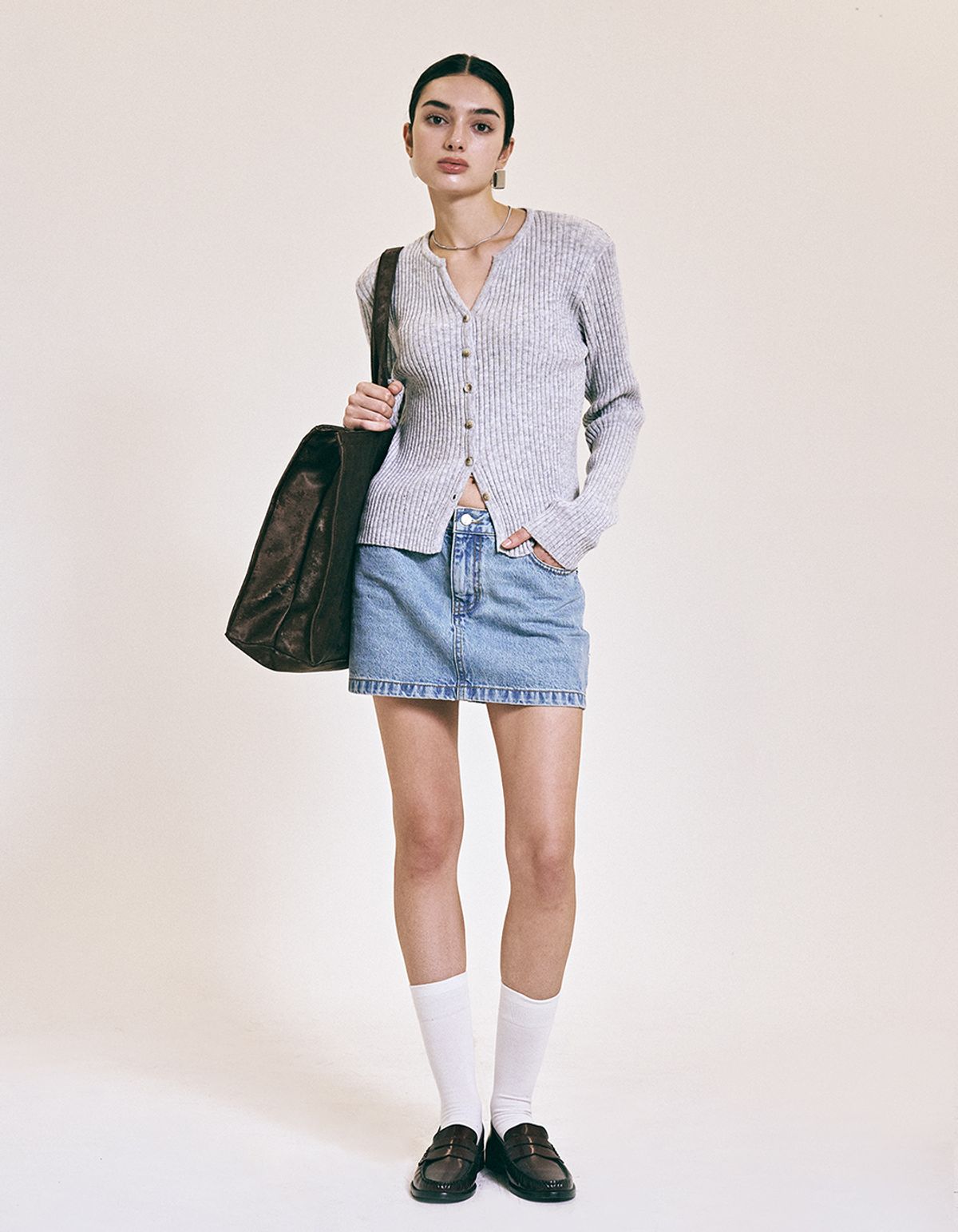 투머치택스(TOOMUCHTAX) DENIM MINI SKIRT (LIGHT BLUE)