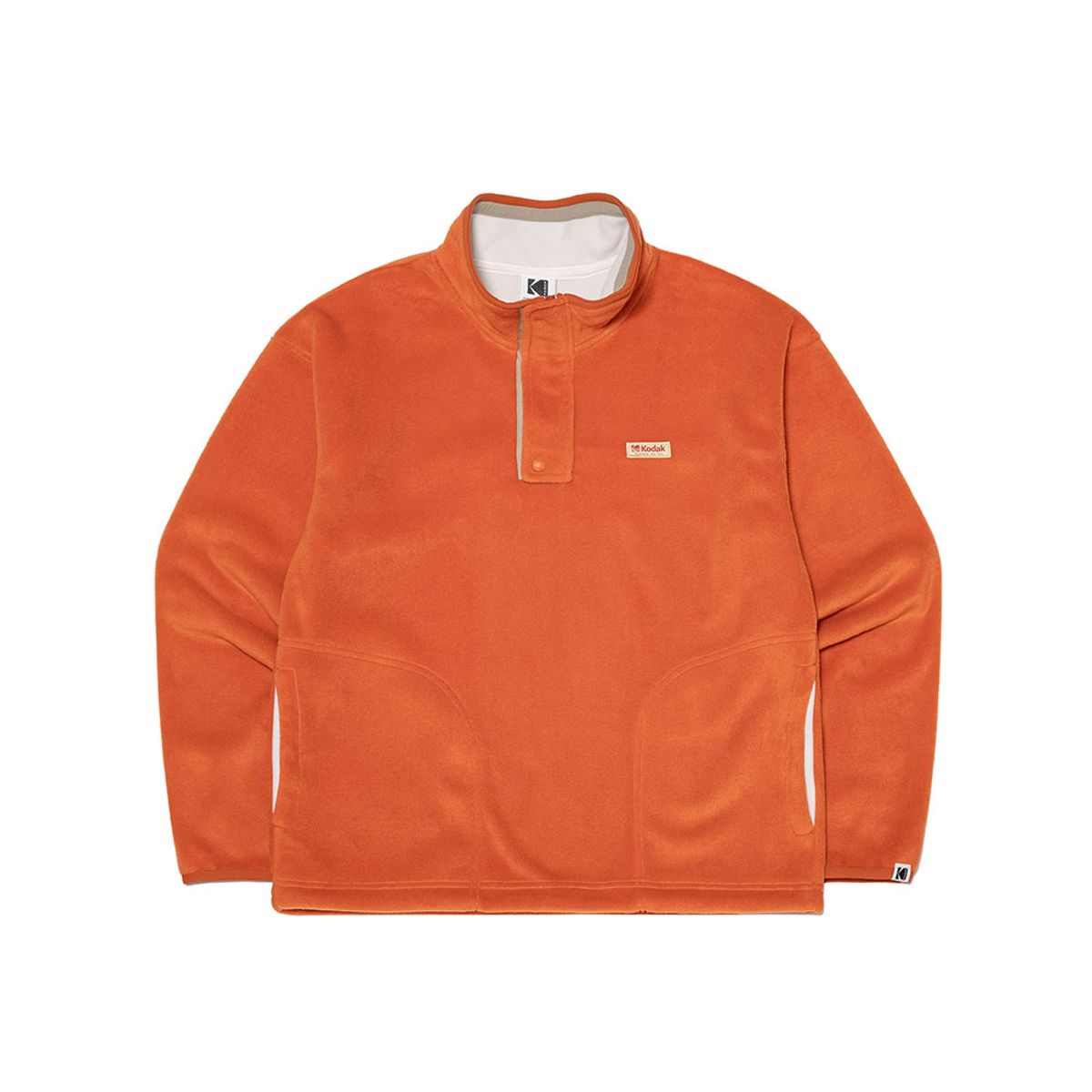 코닥(KODAK) 코다크롬 세미오버핏 스탠넥 반집업 플리스 ORANGE