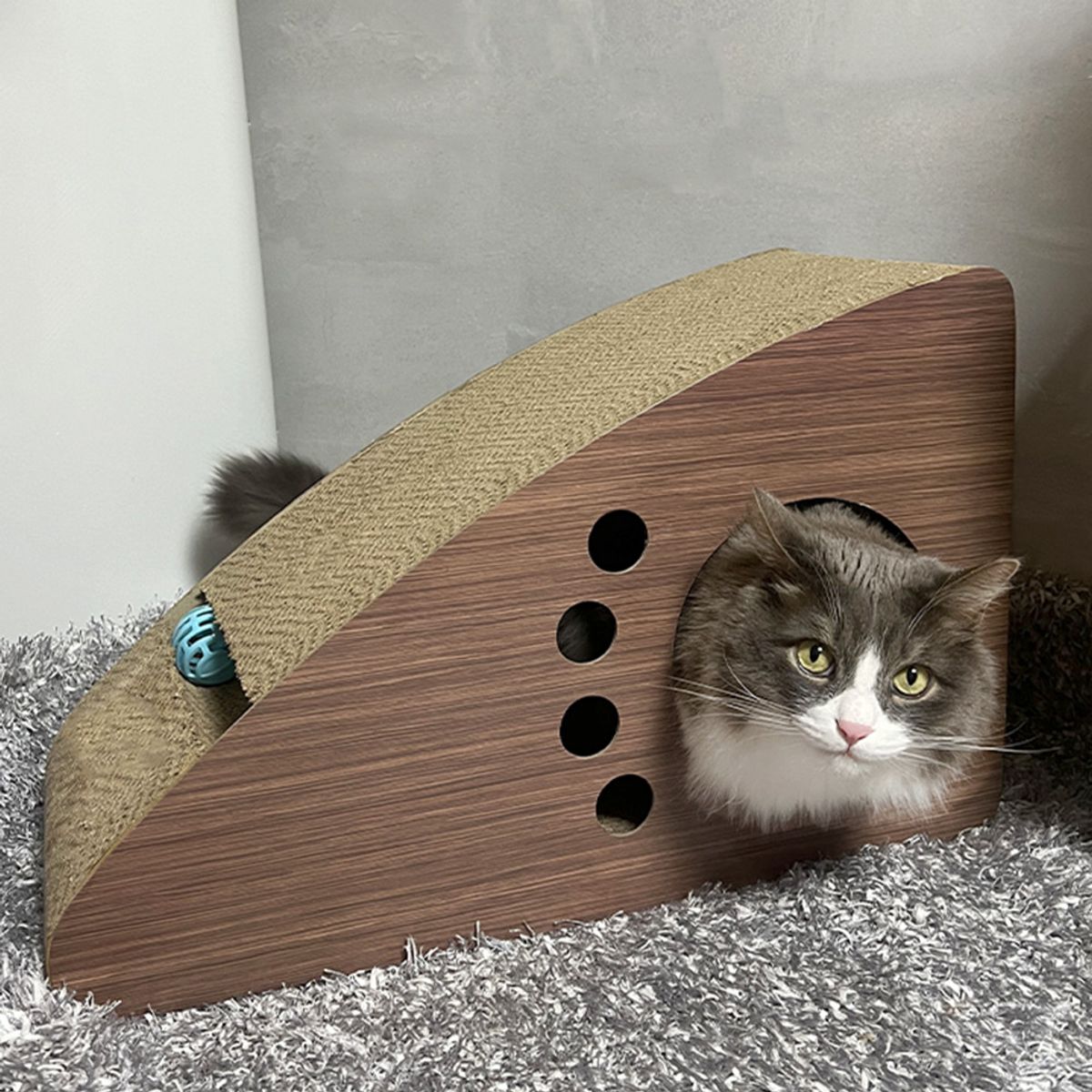 개과천선(GAEKWACHEONSUN) 키츠 고양이 스크래쳐 숨숨집 브라운