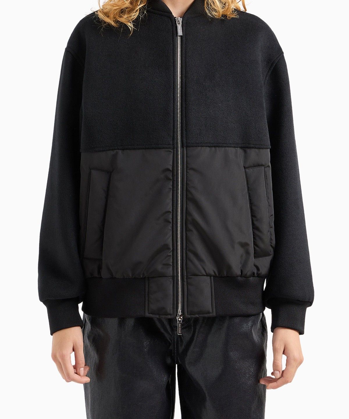 아르마니 익스체인지(ARMANI EXCHANGE) 여성 울 블렌드 블루종 자켓_블랙 A424310526