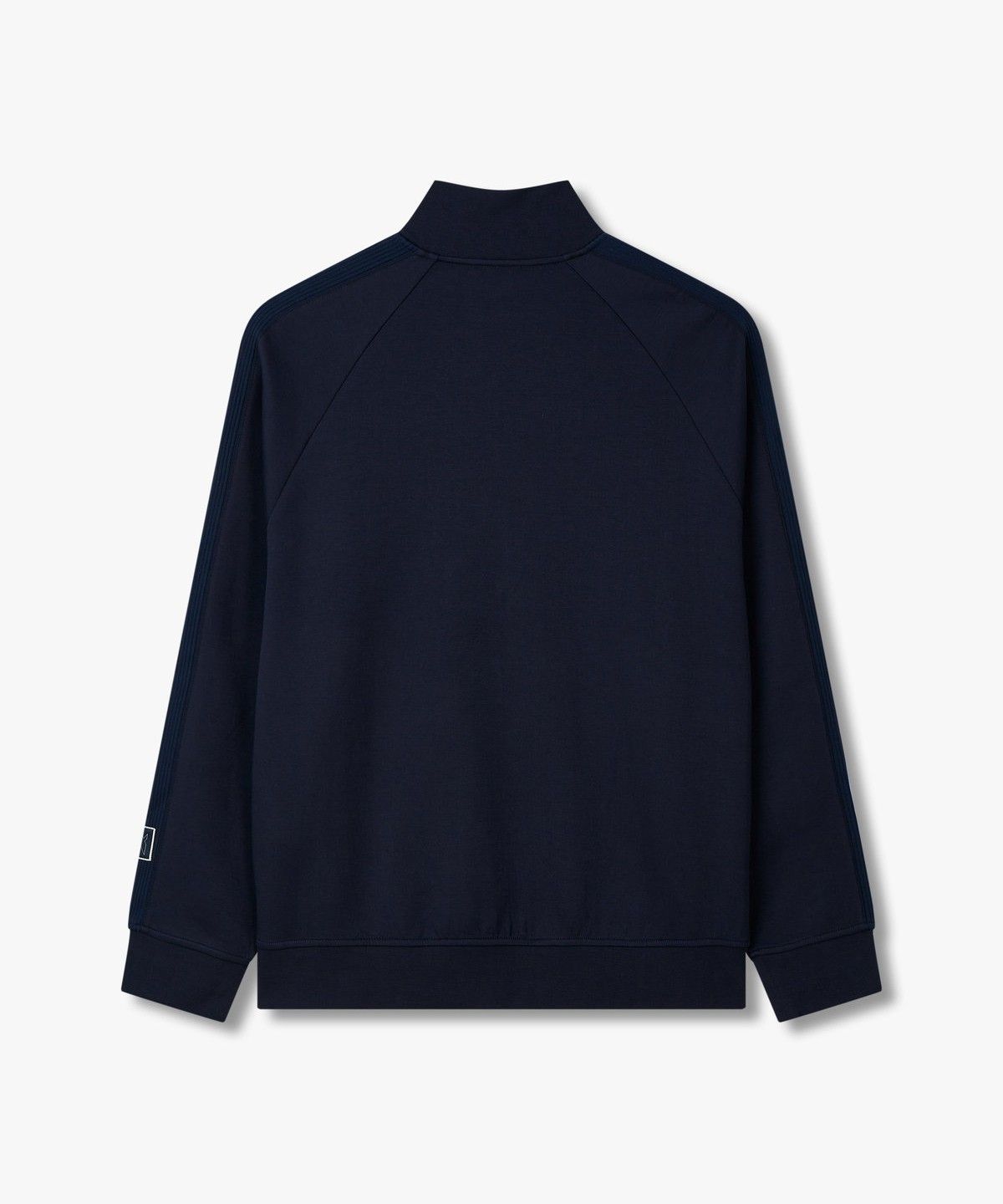 아르마니 익스체인지(ARMANI EXCHANGE) 남성 배색 라인 슬리브 하이넥 집업_네이비 A414331018