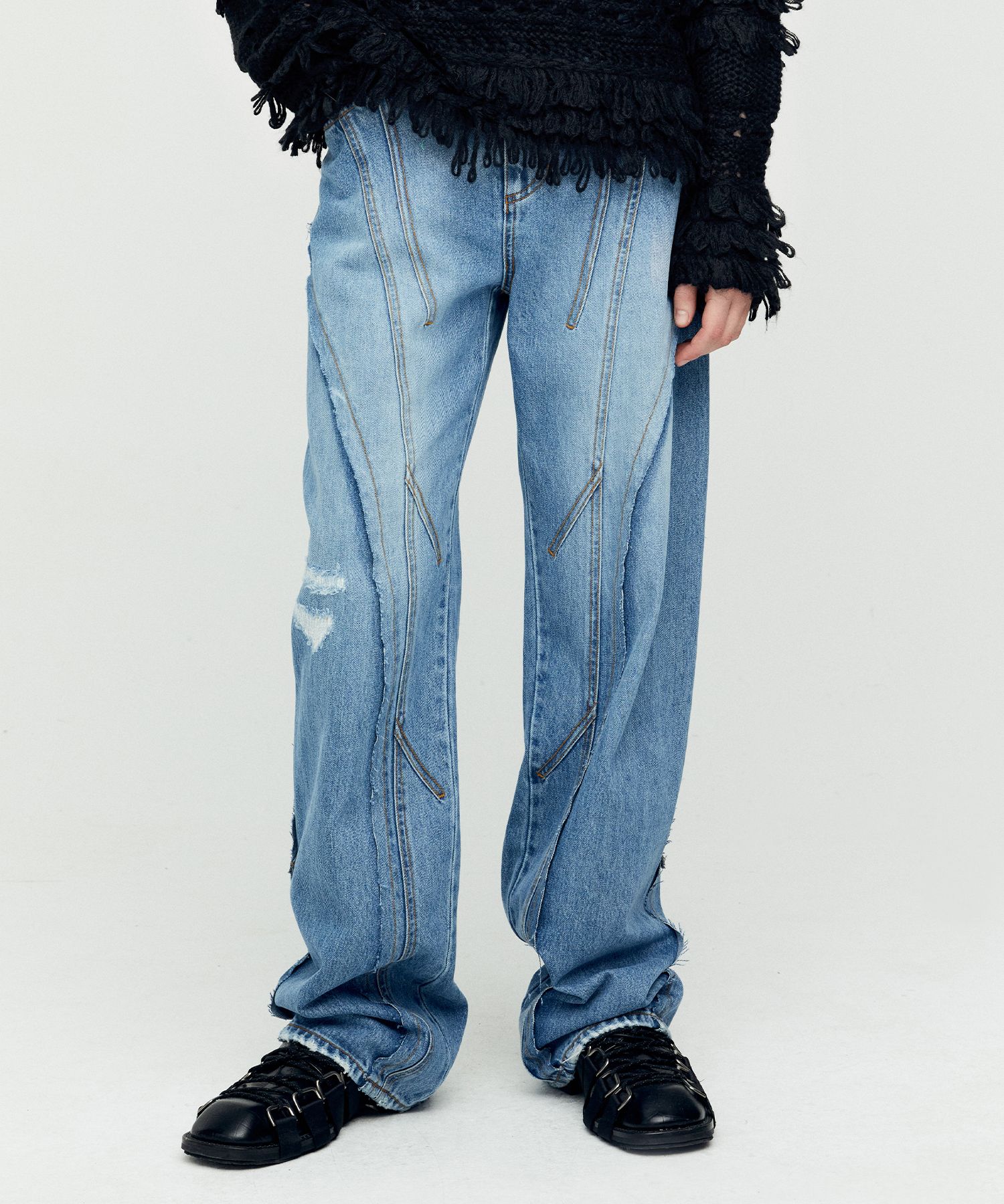 パンツ Panel Carpenter Wide Leg Jeans Blue Panel Carpenter Wide-Leg Jeans by Andersson Bell on Sale