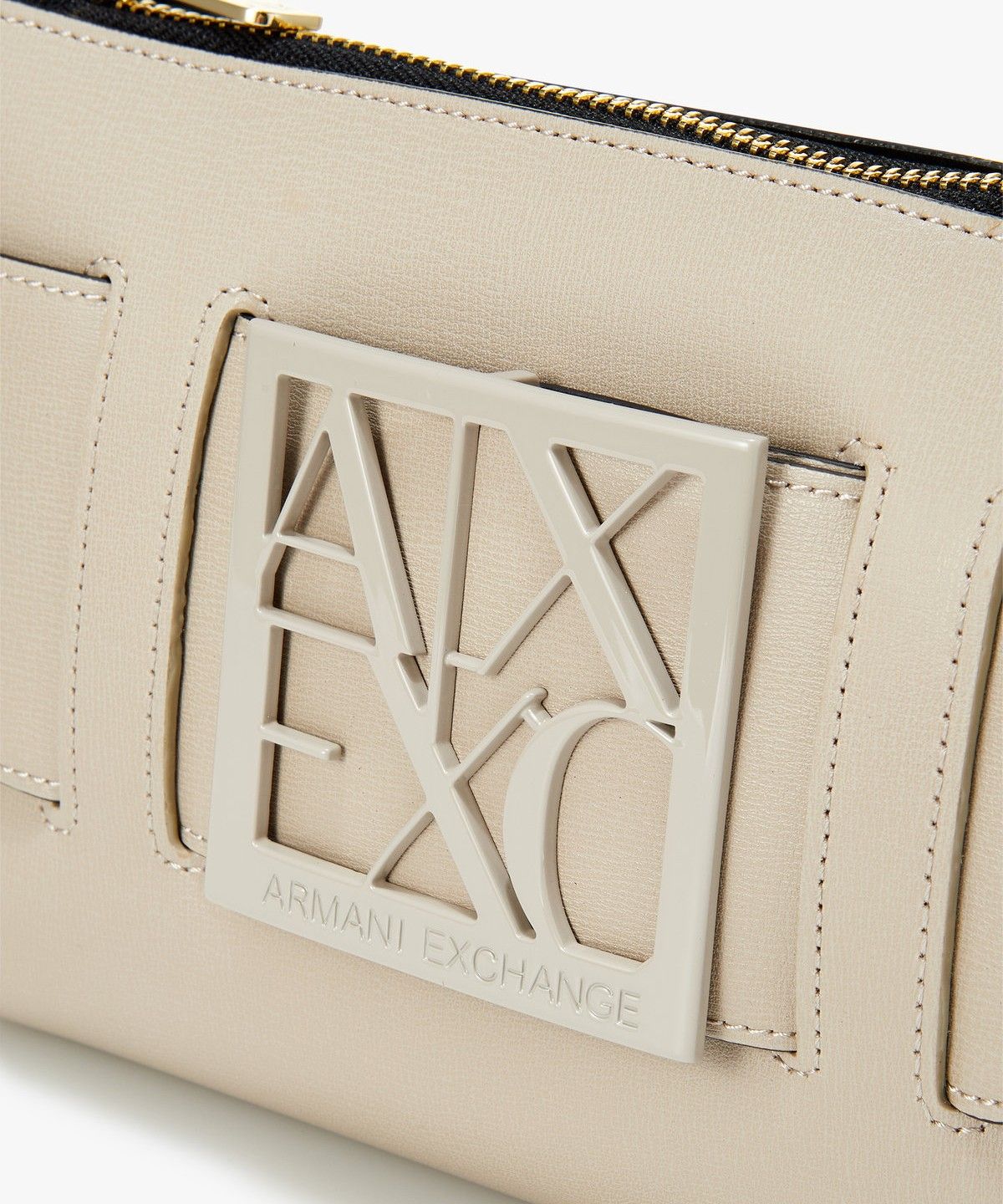 아르마니 익스체인지(ARMANI EXCHANGE) 여성 스퀘어 로고 벨트 숄더백_베이지 A424370510