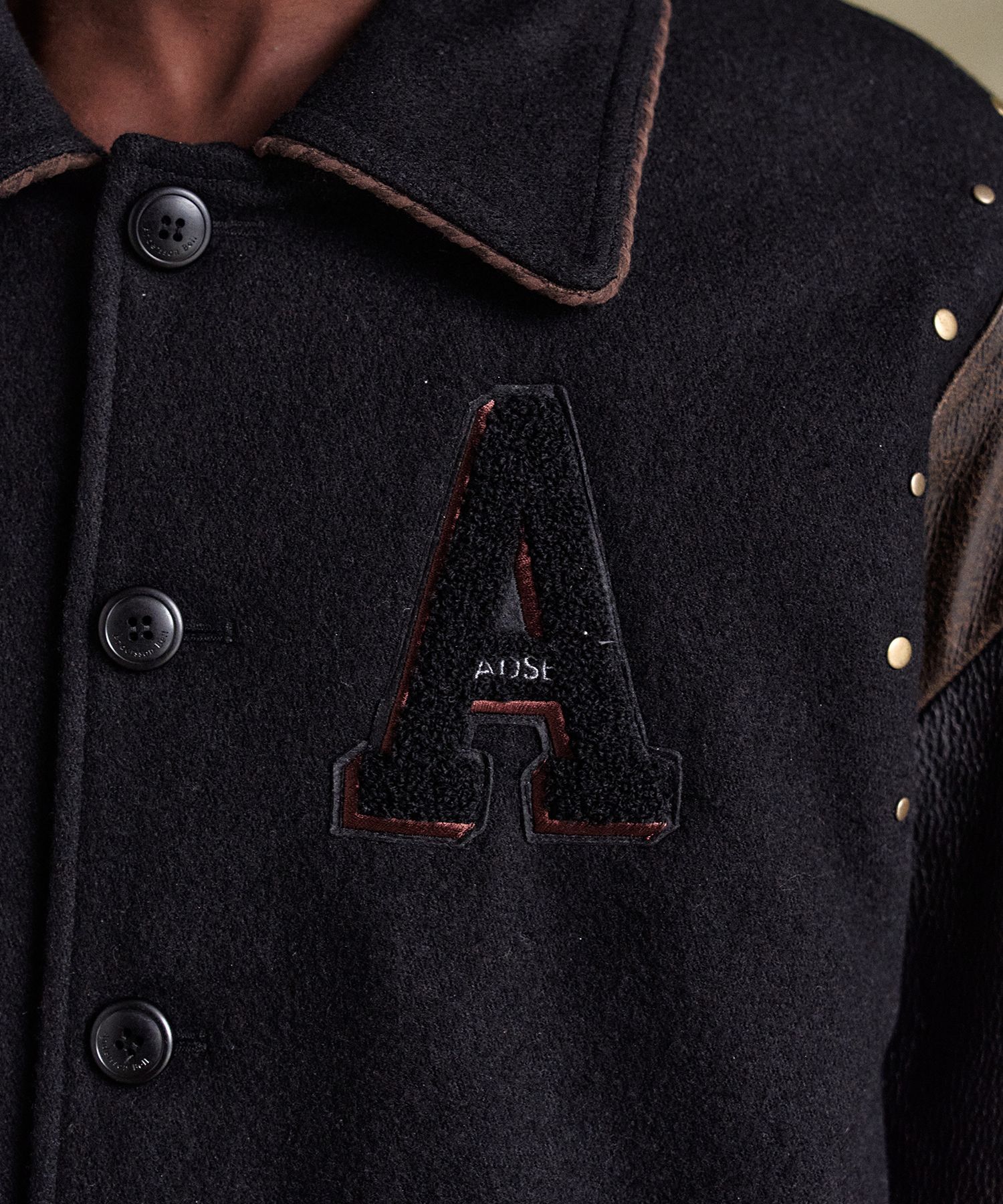 MUSINSA公式 | ANDERSSON BELL A Patch Wool & Leather Varsity