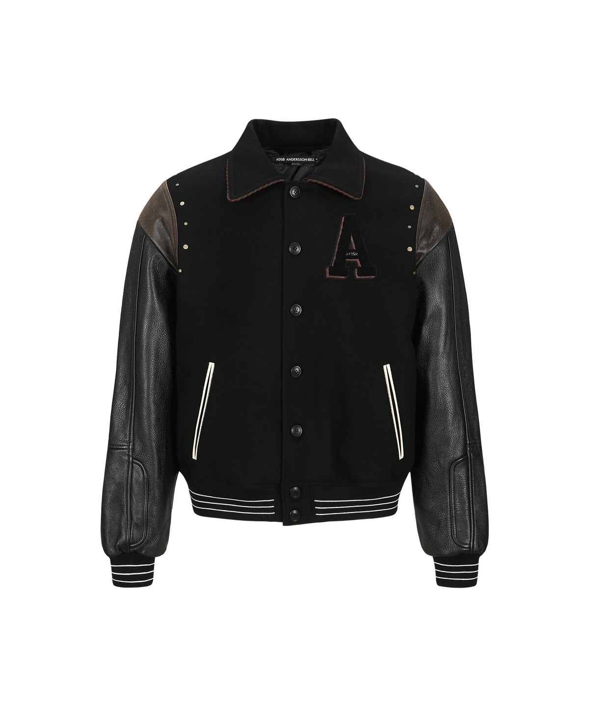앤더슨벨(ADSB ANDERSSON BELL) A 패치 울 & 레더 바시티 자켓 awa691m(BLACK)