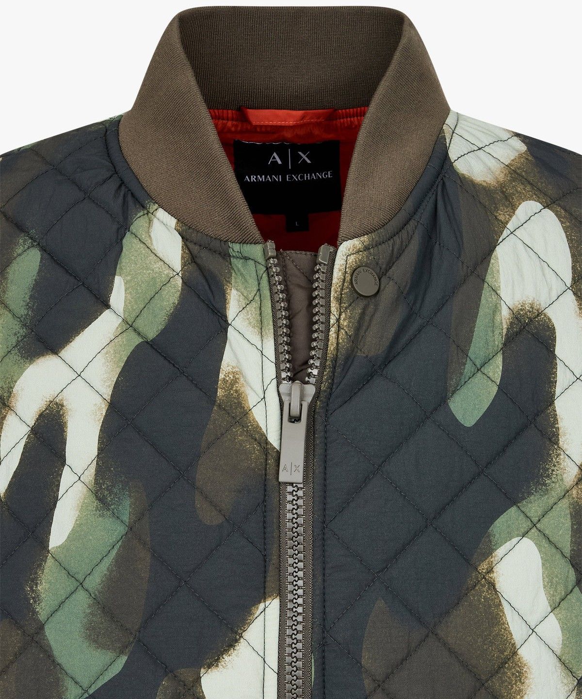 아르마니 익스체인지(ARMANI EXCHANGE) 남성 퀼팅 카모플라쥬 패딩 점퍼_그린 A414310006