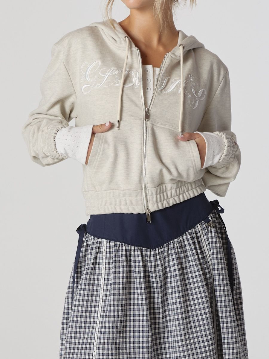 ★GLOWNY★ BONNIE CROP ZIP UP OATMEAL MUSINSA公式 | GLOWNY BONNIE CROP ZIP UP (OATMEAL)