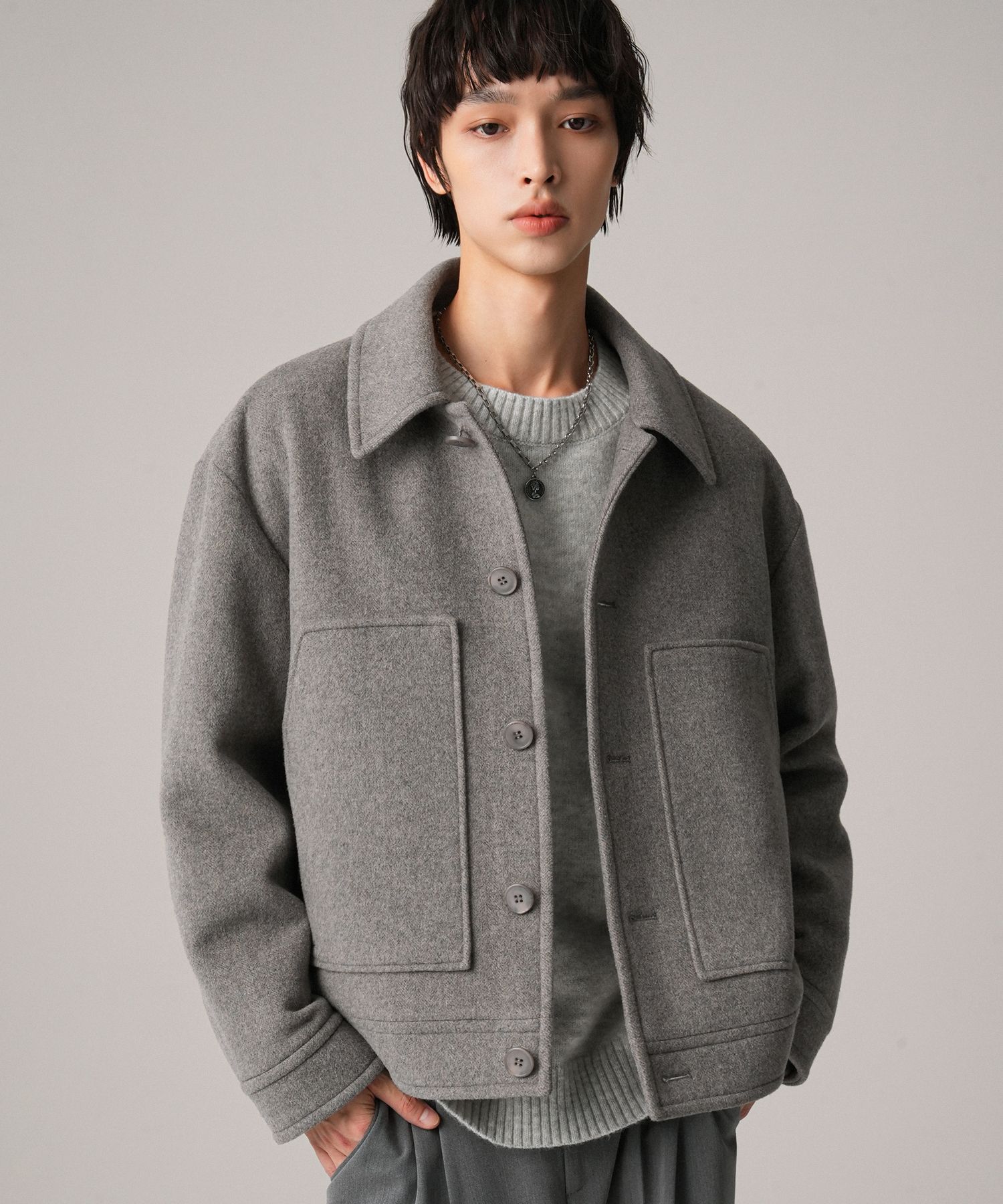 MUSINSA | AVANDRESS Fore Wool Collar Handmade Jacket BLACK