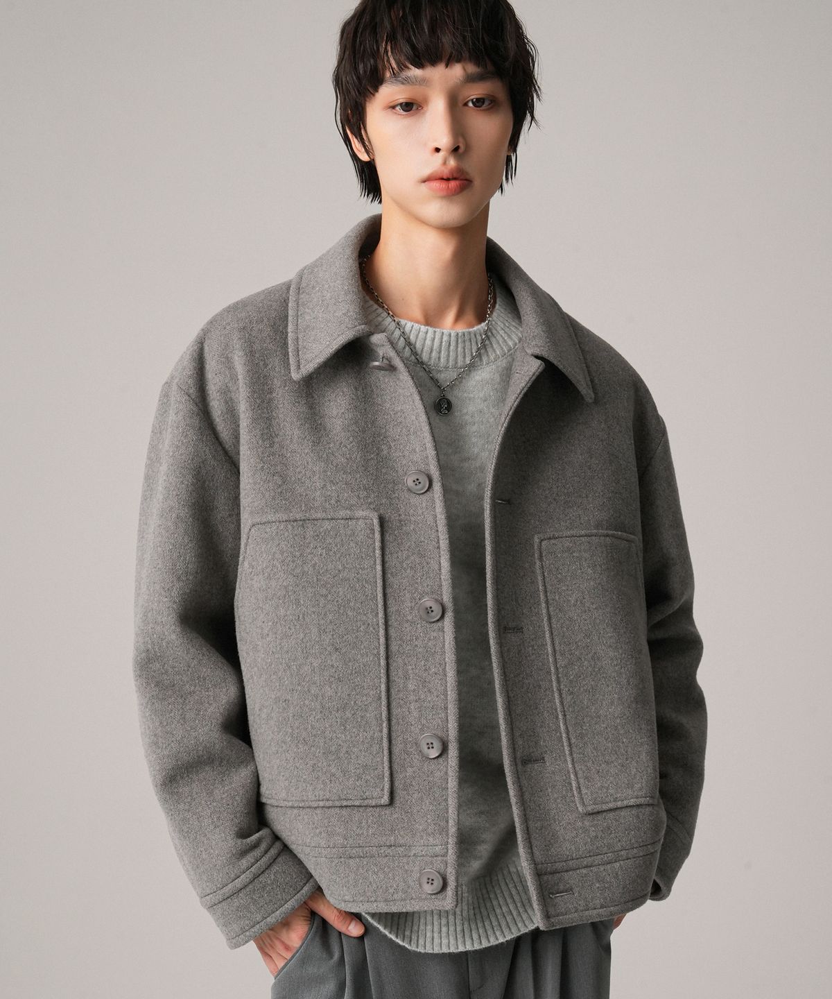 어반드레스(AVANDRESS) Fore Wool Collar Handmade Jacket BLACK