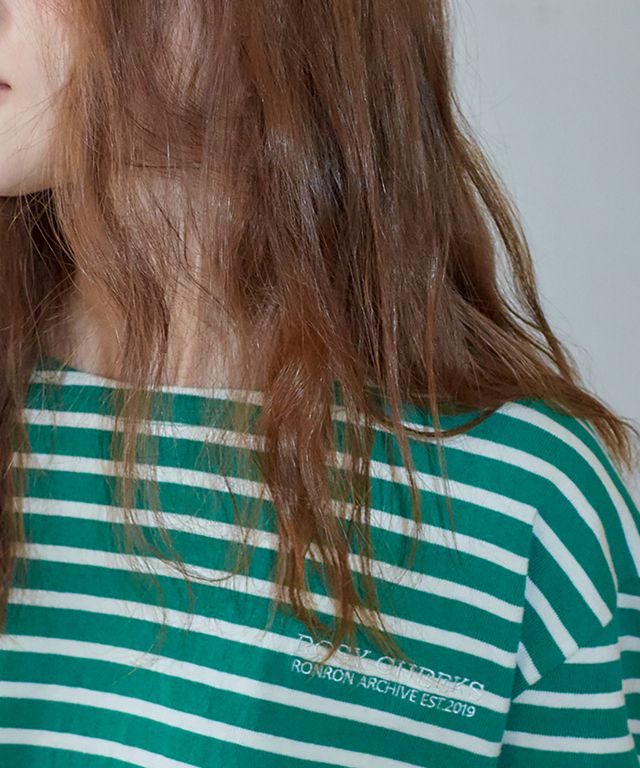 ★24-25FW★RONRON★STRIPE LACE PATCH ELBOW PATCH LONG SLEEVE MUSINSA | RONRON STRIPE LACE PATCH ELBOW PATCH LONG SLEEVE GREEN