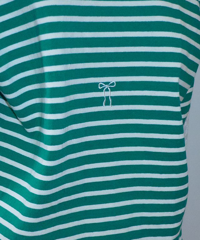 MUSINSA | RONRON STRIPE LACE PATCH ELBOW PATCH LONG SLEEVE GREEN