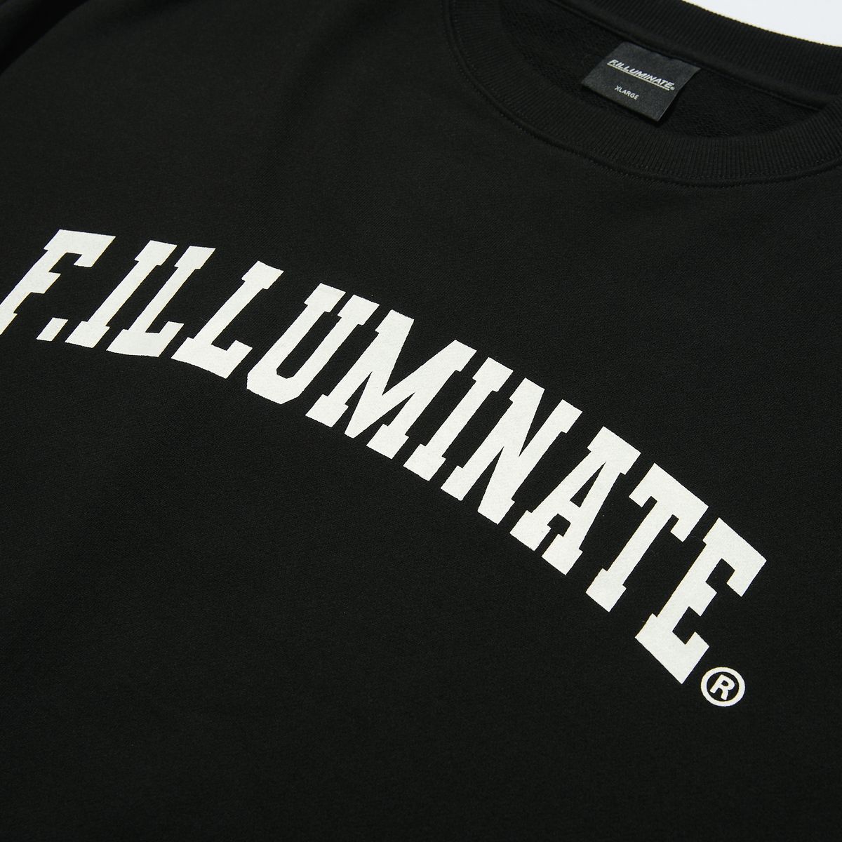 필루미네이트(FILLUMINATE) [FW]오버핏 아치 로고 스웨트 셔츠-블랙