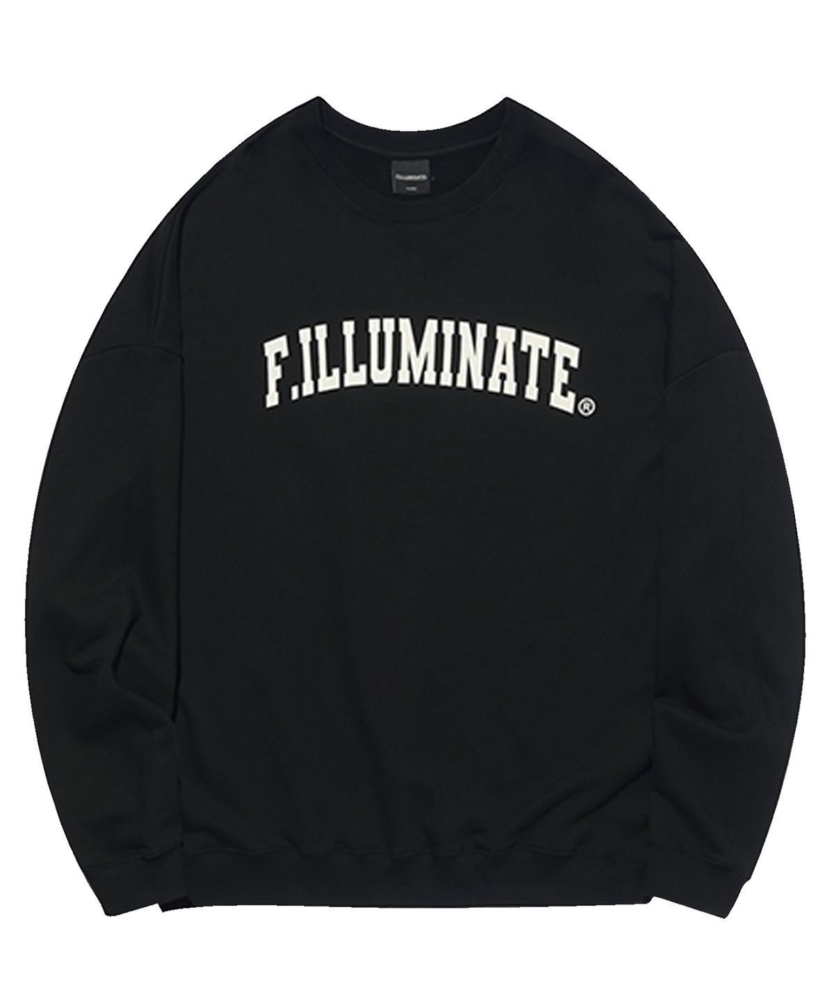 필루미네이트(FILLUMINATE) [FW]오버핏 아치 로고 스웨트 셔츠-블랙