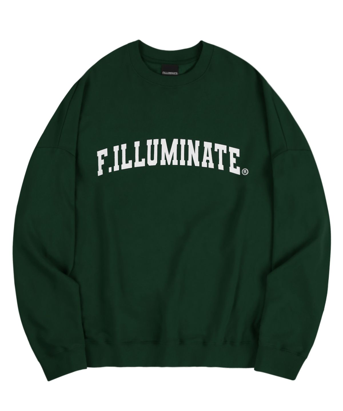 필루미네이트(FILLUMINATE) [FW]오버핏 아치 로고 스웨트 셔츠-그린