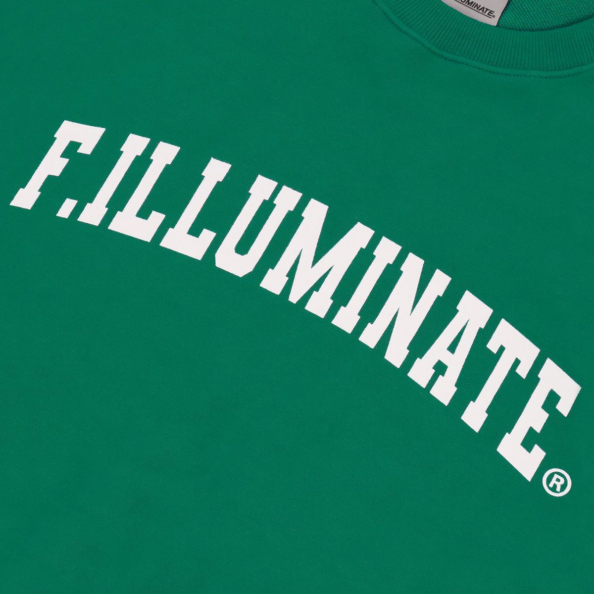필루미네이트(FILLUMINATE) [FW]오버핏 아치 로고 스웨트 셔츠-라이트 그린