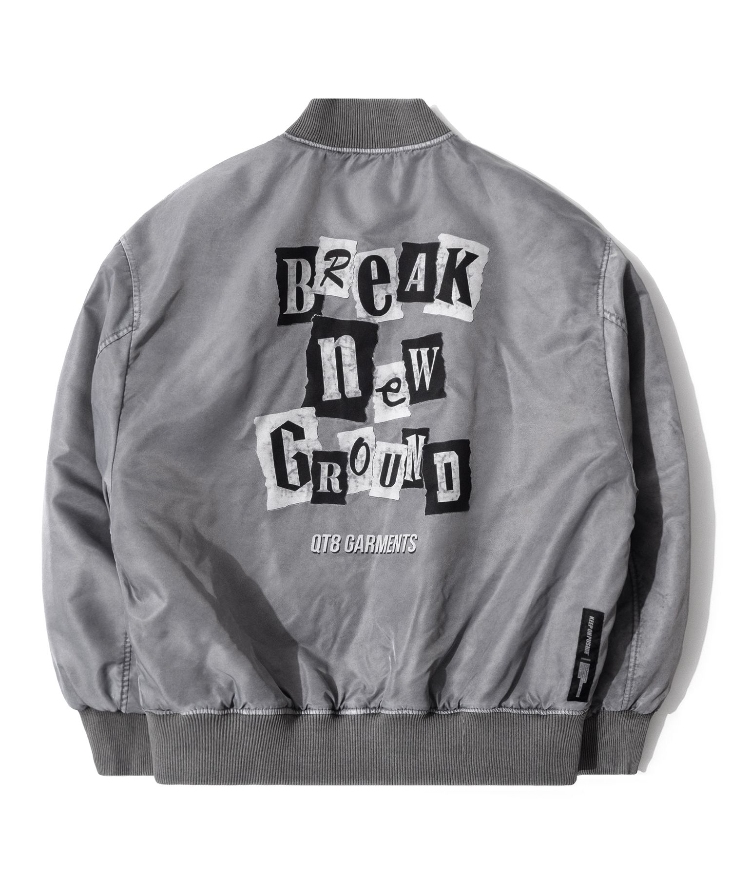 MUSINSA | QT8 GARMENTS TL Pigment Stadium Jacket (Grey)