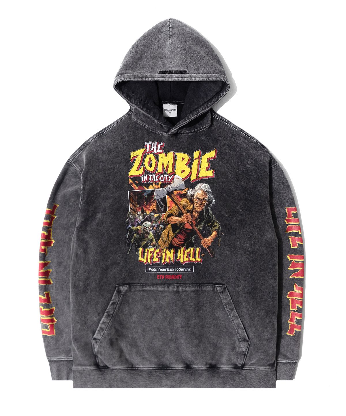 큐티에잇 가먼츠(QT8 GARMENTS) TL The Zombie SP Washed Hoodie (Charcoal)