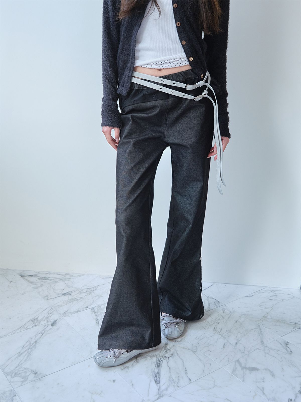 무음(MUWM) 트윈 버클 벨트 Twin Buckle Belt (Stone Gray)