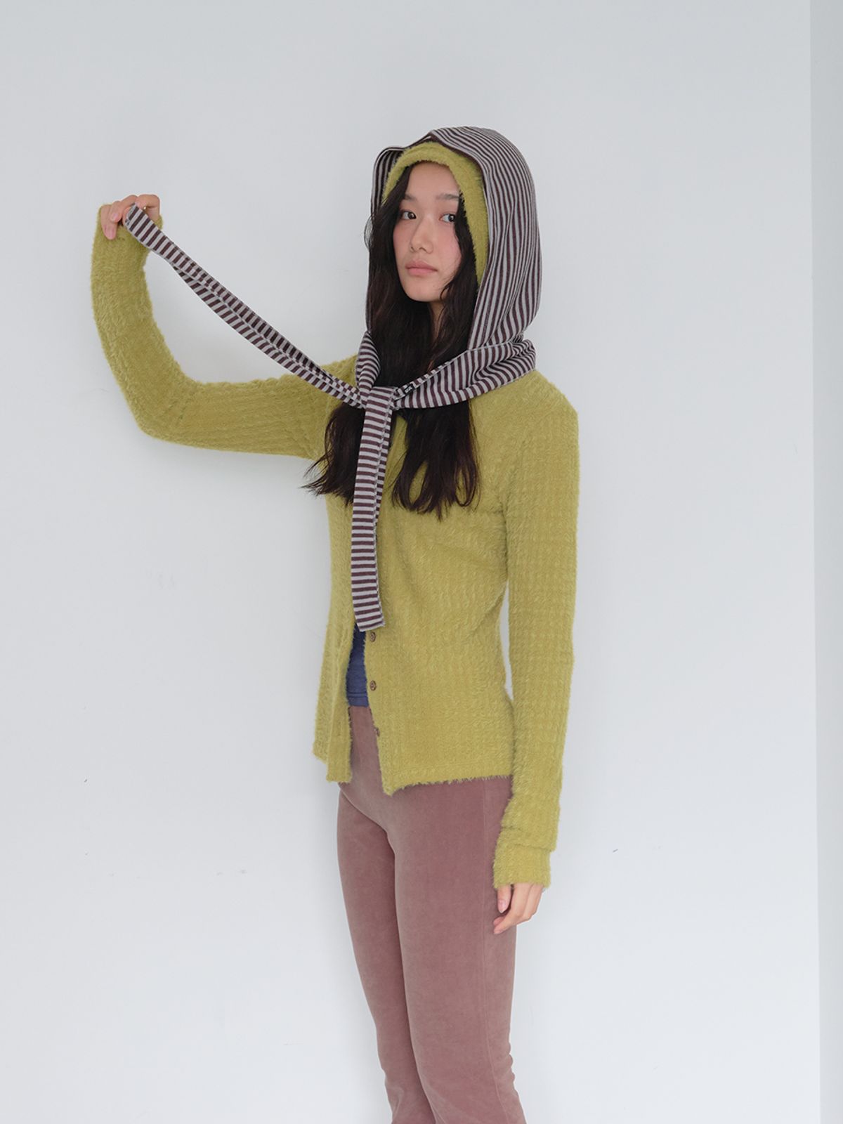 무음(MUWM) 스트라이프 후드 머플러 Stripe Hooded Muffler (2 Colors)