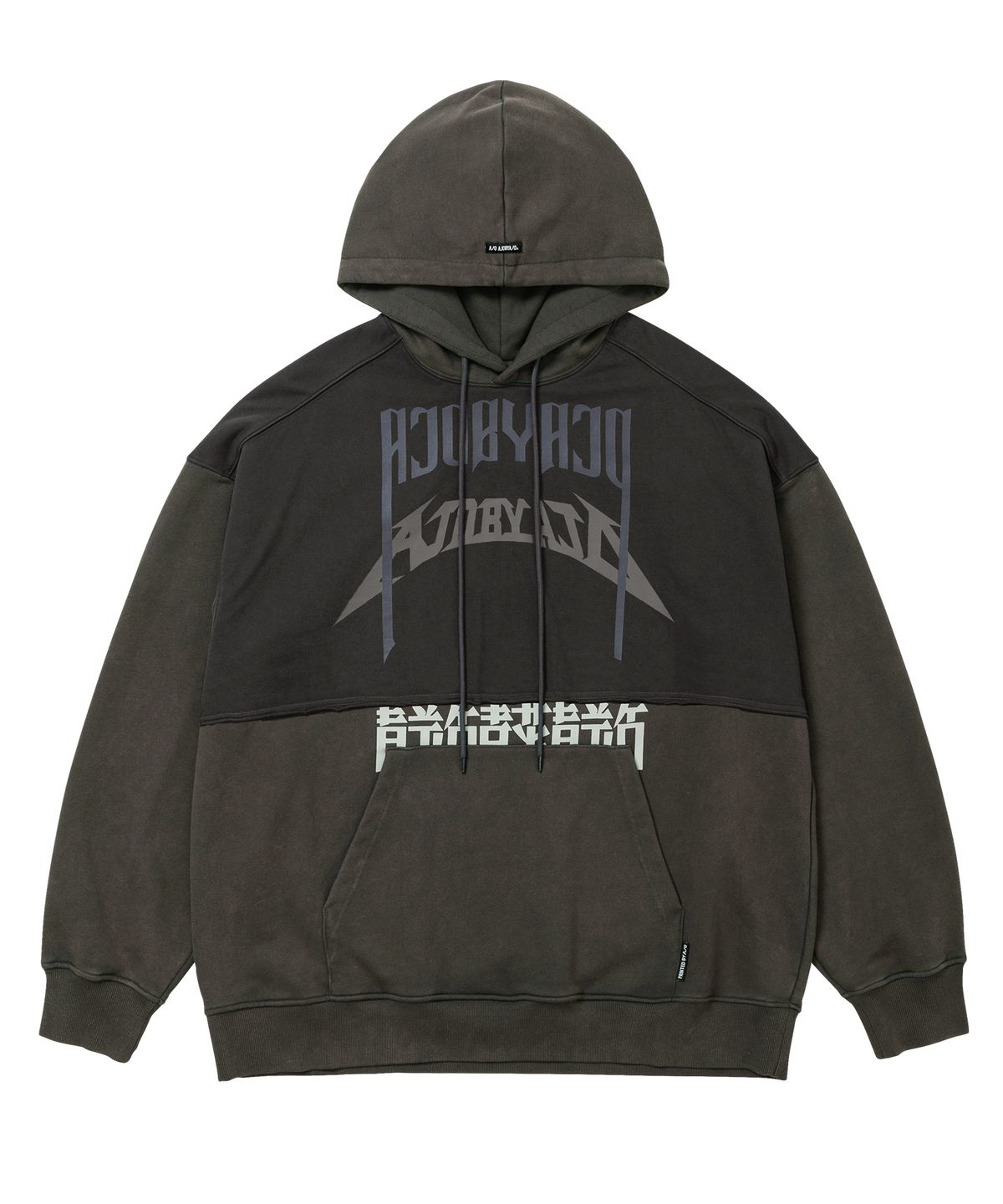 아조바이아조(AJOBYAJO) [PBA] Arch Logo Washed Layered Hoodie [CHARCOAL]