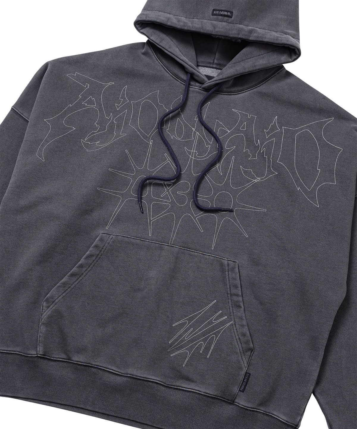 아조바이아조(AJOBYAJO) [PBA] SB VNJ Logo Washed Hoodie [CHARCOAL]