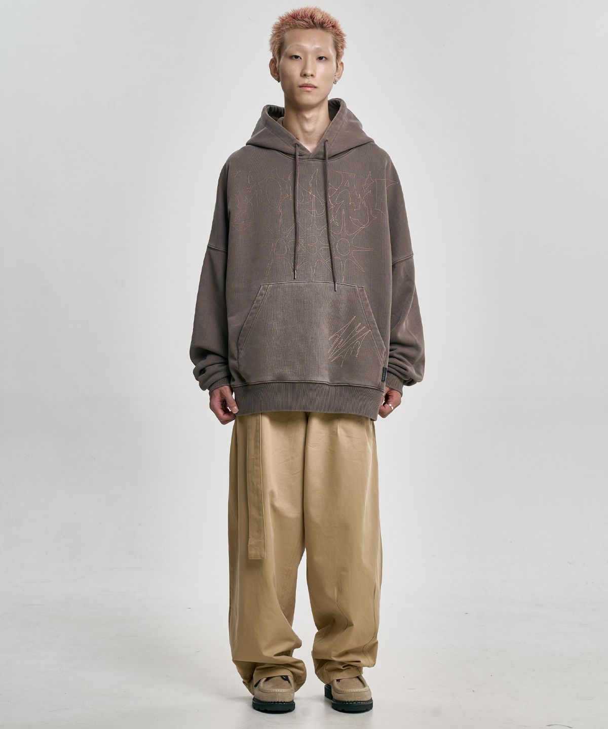 아조바이아조(AJOBYAJO) [PBA] SB VNJ Logo Washed Hoodie [BROWN]