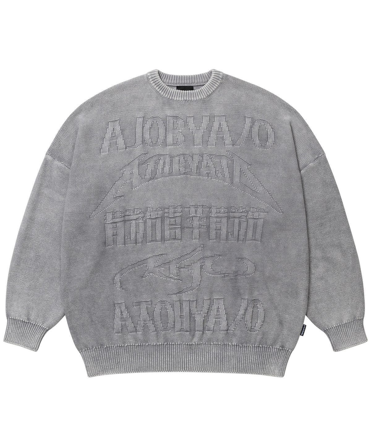 아조바이아조(AJOBYAJO) [PBA] Five AJO Logos Washed Sweater [LIGHT GREY]