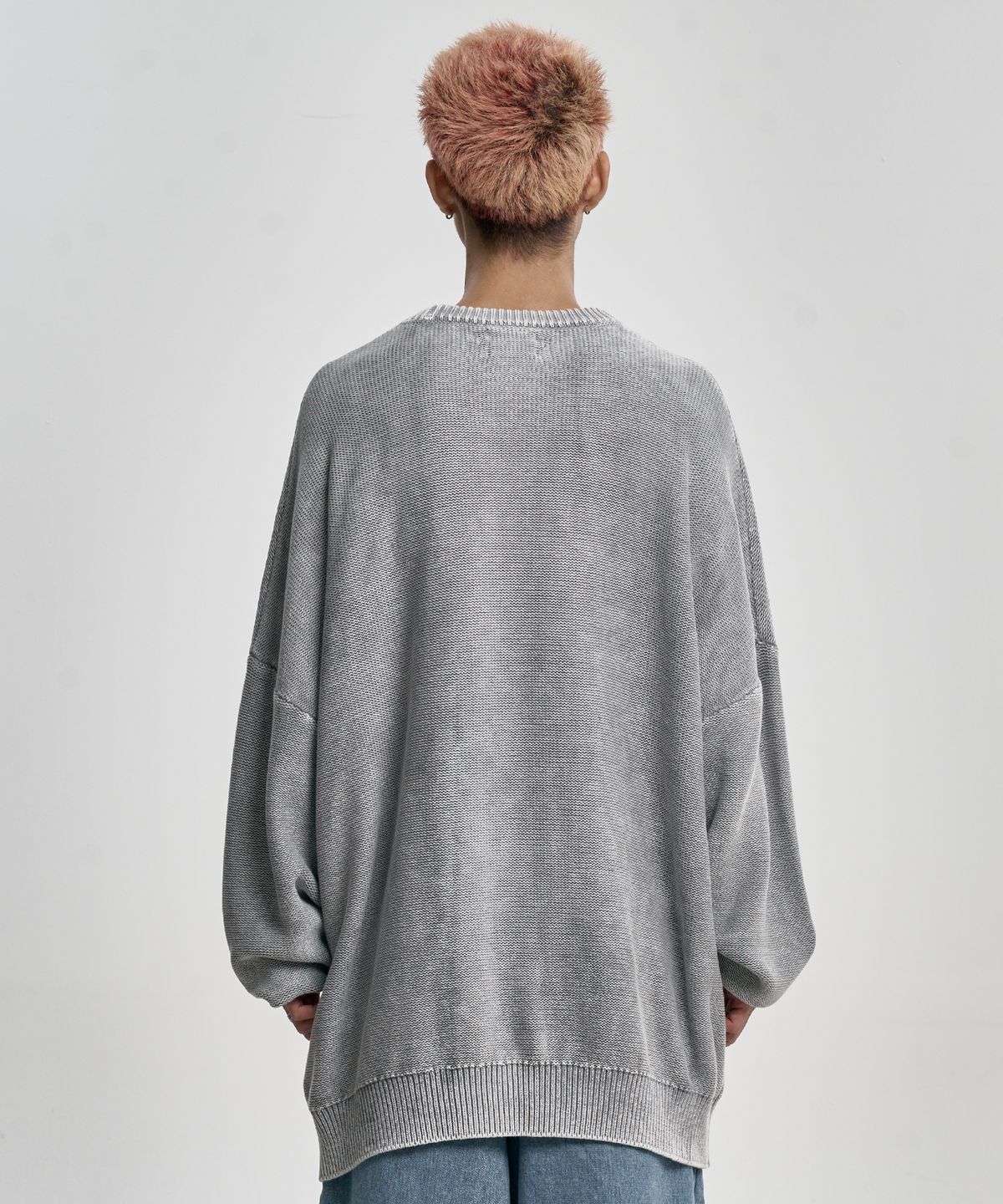 아조바이아조(AJOBYAJO) [PBA] Five AJO Logos Washed Sweater [LIGHT GREY]