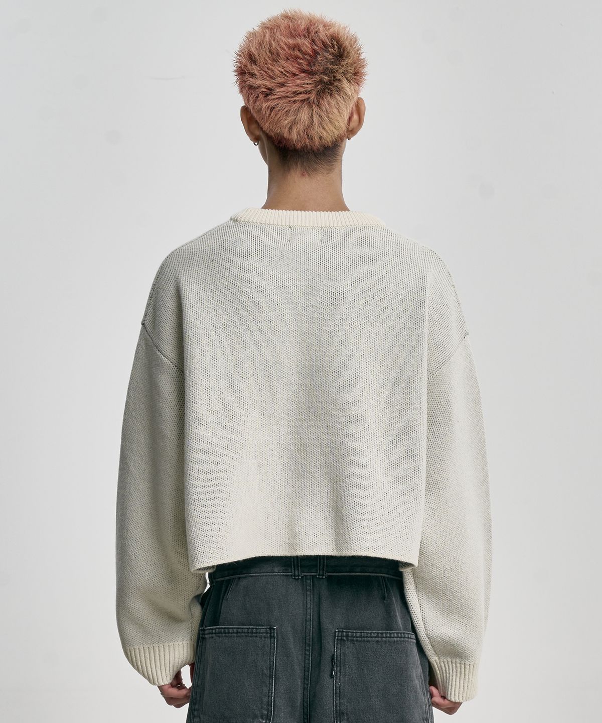 아조바이아조(AJOBYAJO) [PBA] Total Logo Cropped Sweater [IVORY]