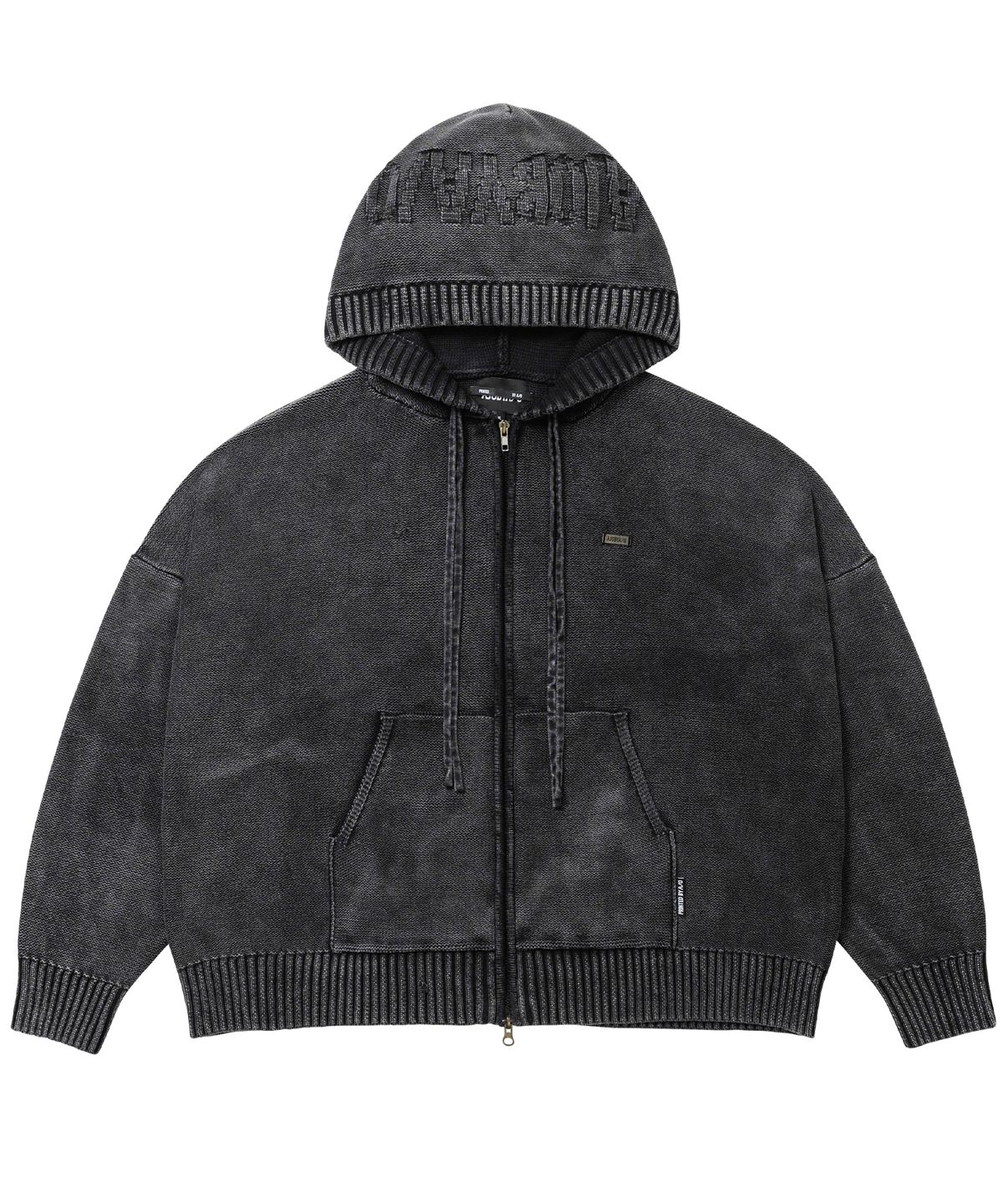 아조바이아조(AJOBYAJO) [PBA] Five AJO Logos Washed Zip-Up Hoodie [CHARCOAL]