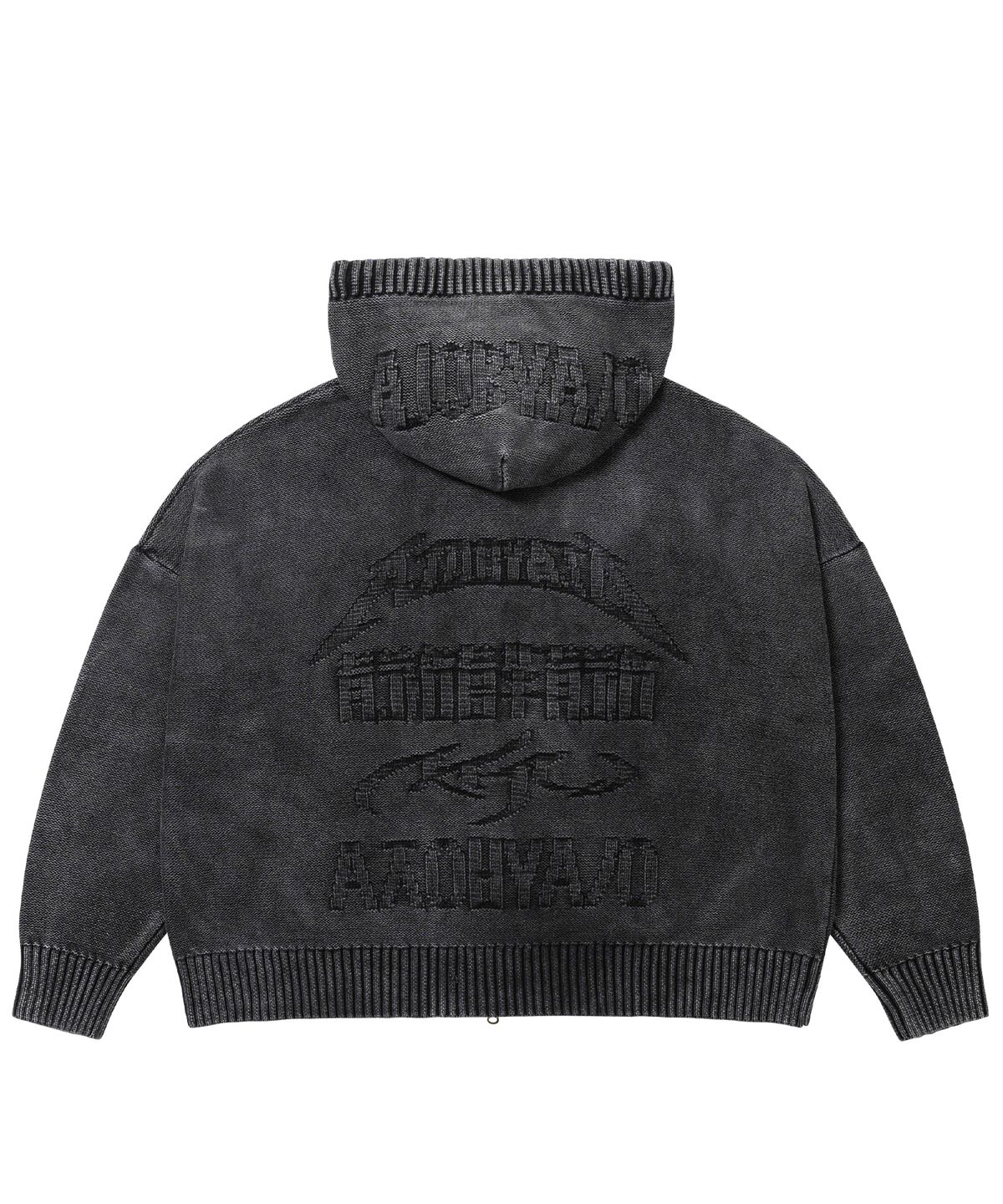 아조바이아조(AJOBYAJO) [PBA] Five AJO Logos Washed Zip-Up Hoodie [CHARCOAL]