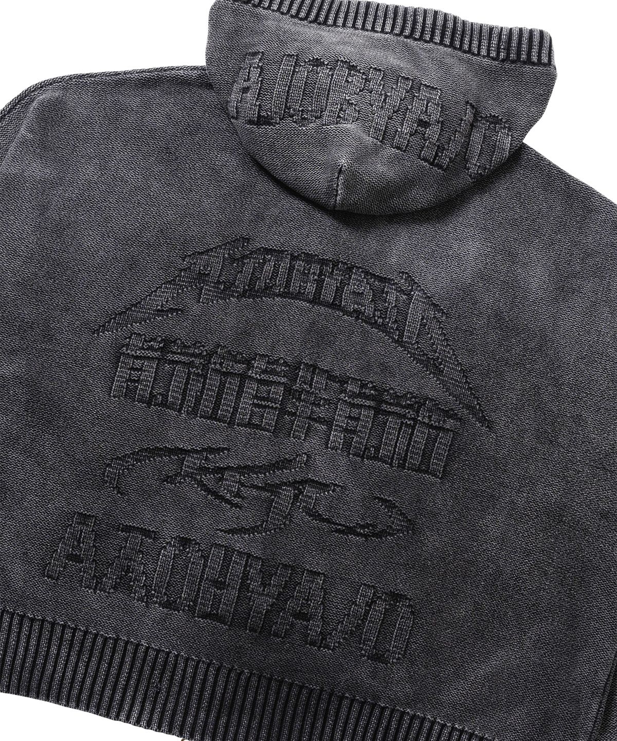 아조바이아조(AJOBYAJO) [PBA] Five AJO Logos Washed Zip-Up Hoodie [CHARCOAL]