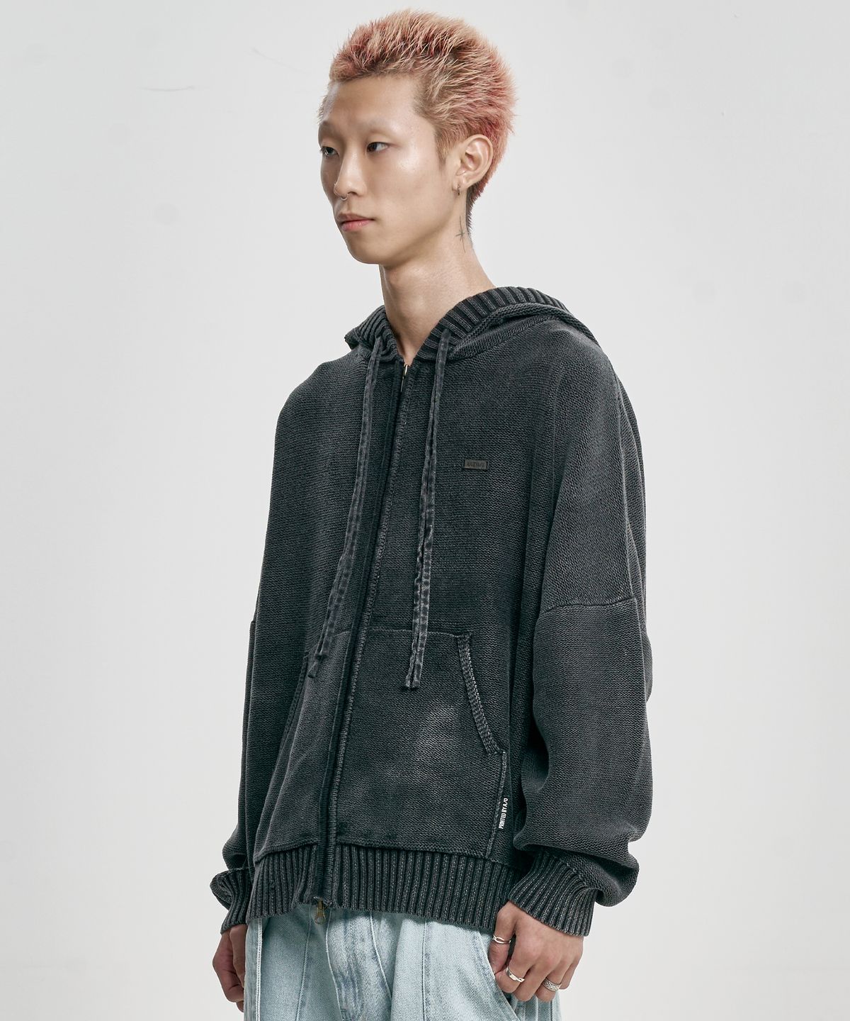 아조바이아조(AJOBYAJO) [PBA] Five AJO Logos Washed Zip-Up Hoodie [CHARCOAL]