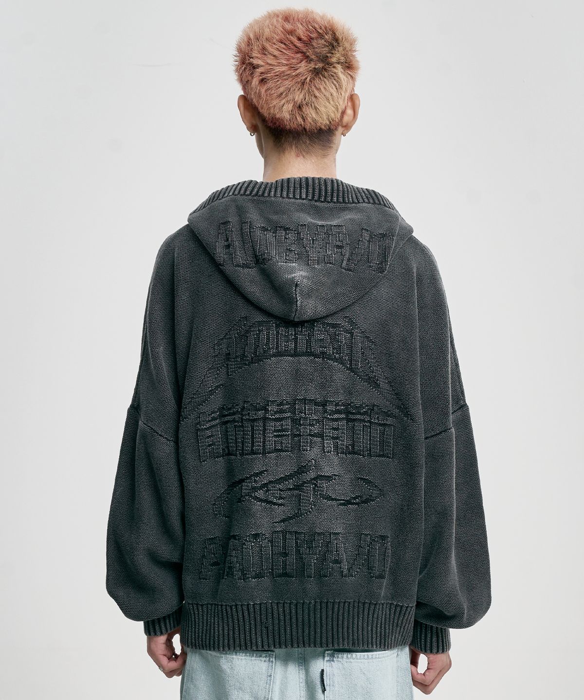 아조바이아조(AJOBYAJO) [PBA] Five AJO Logos Washed Zip-Up Hoodie [CHARCOAL]