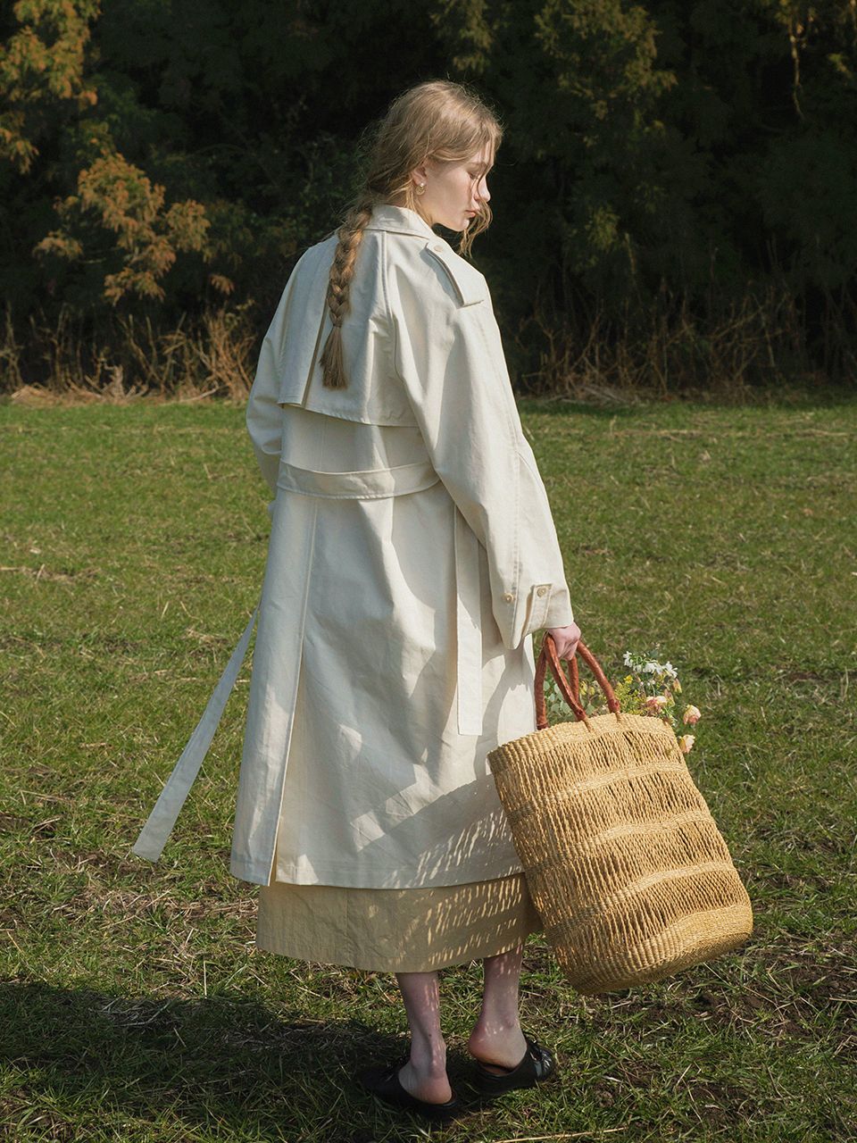 トレンチコート LENINA HARICOT single button long trench coat_IVORY MUSINSA公式 | LENINA HARICOT single button long trench