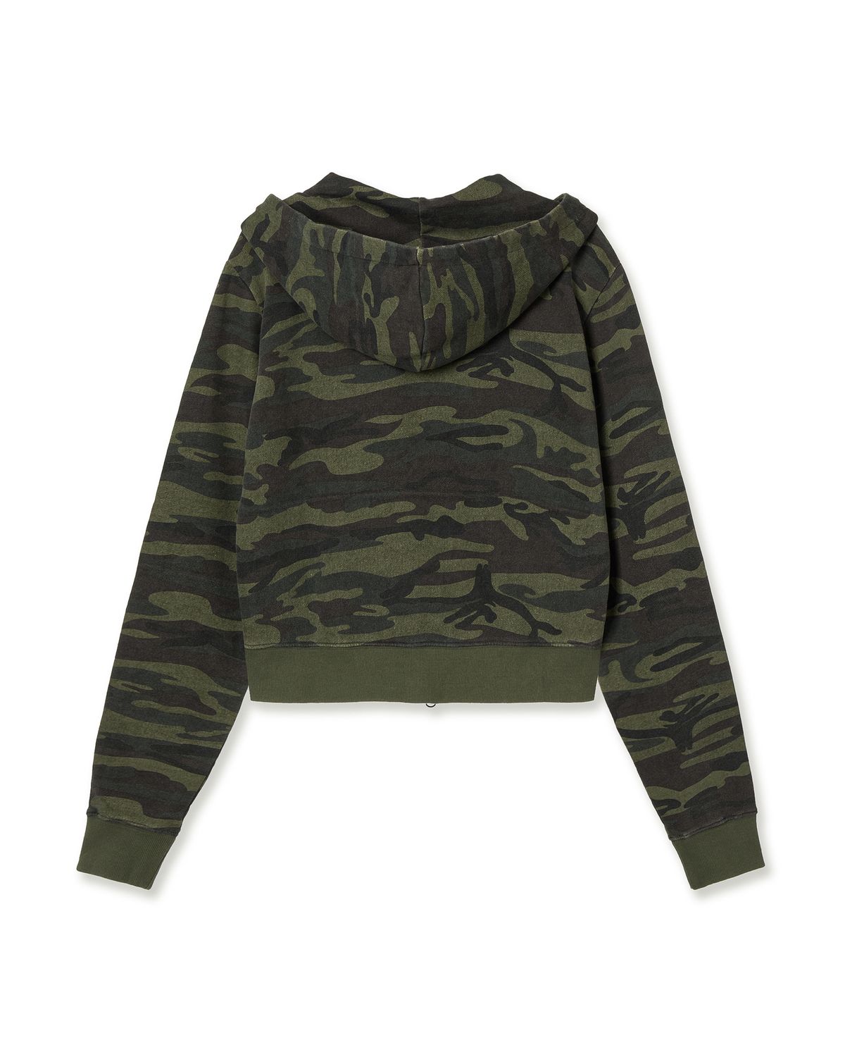 에이이에이이(AEAE) WEB LOGO CROP HOOD ZIP UP [CAMO GREEN]