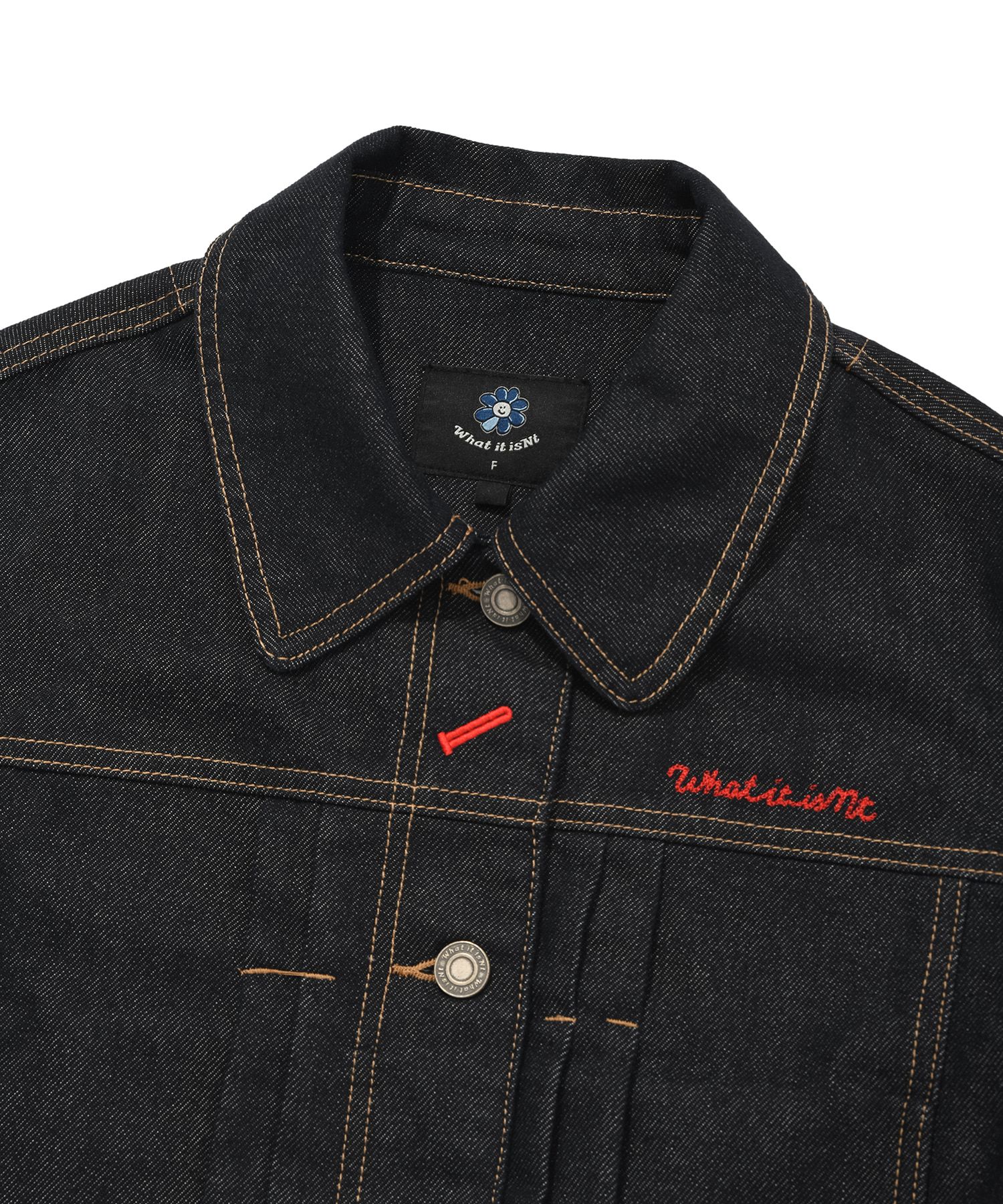 MUSINSA | WACKY WILLY Women's typo denim jacket indigo